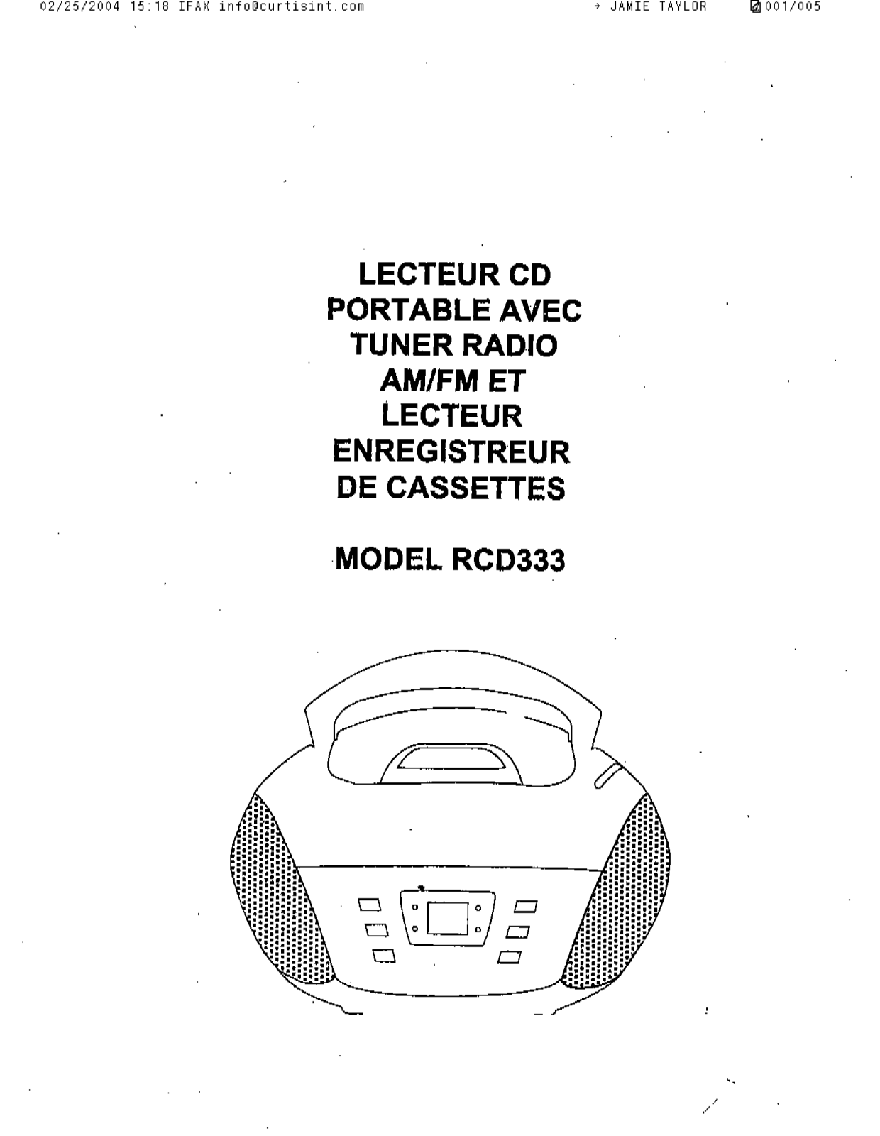 CURTIS RCD333 User Manual