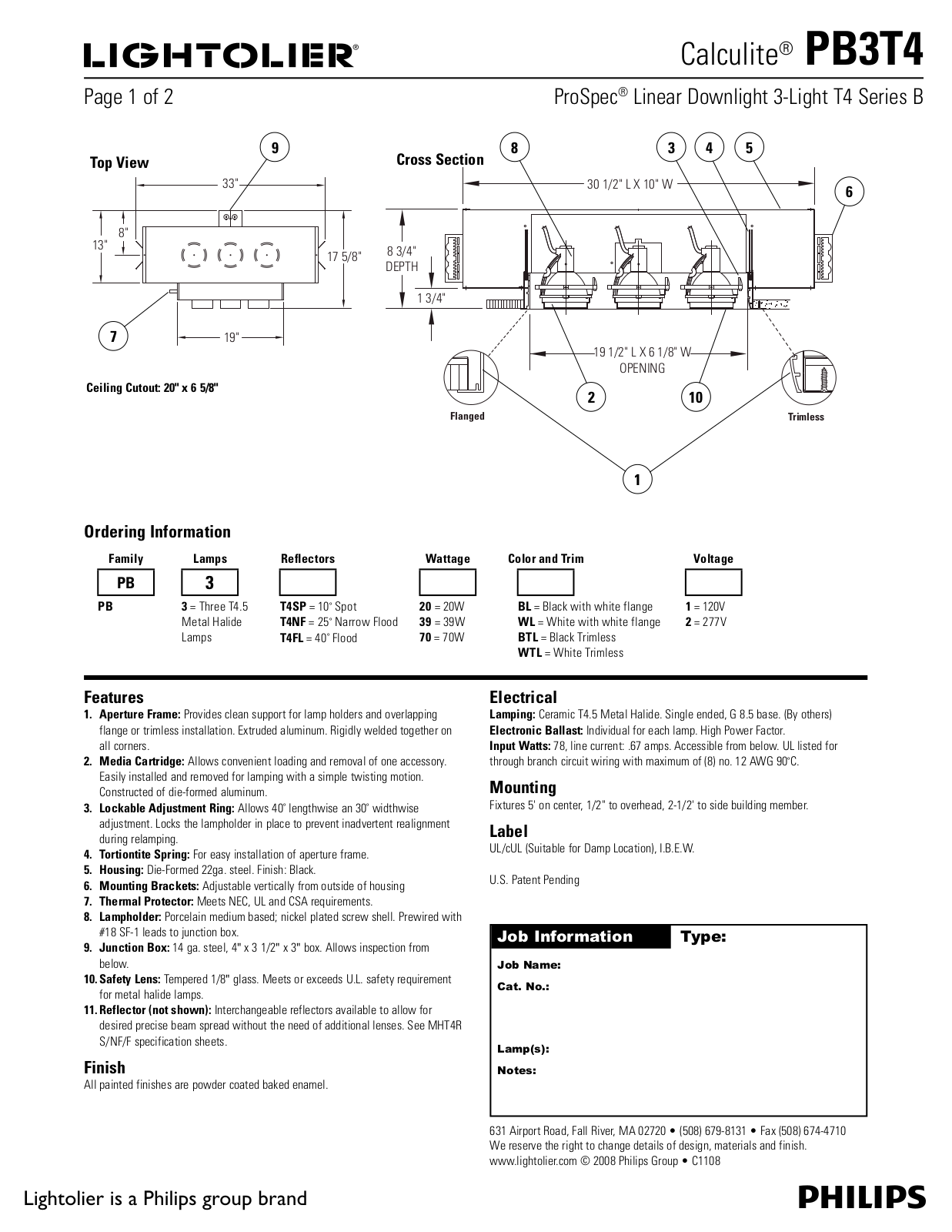 Lightolier PB3T4 User Manual