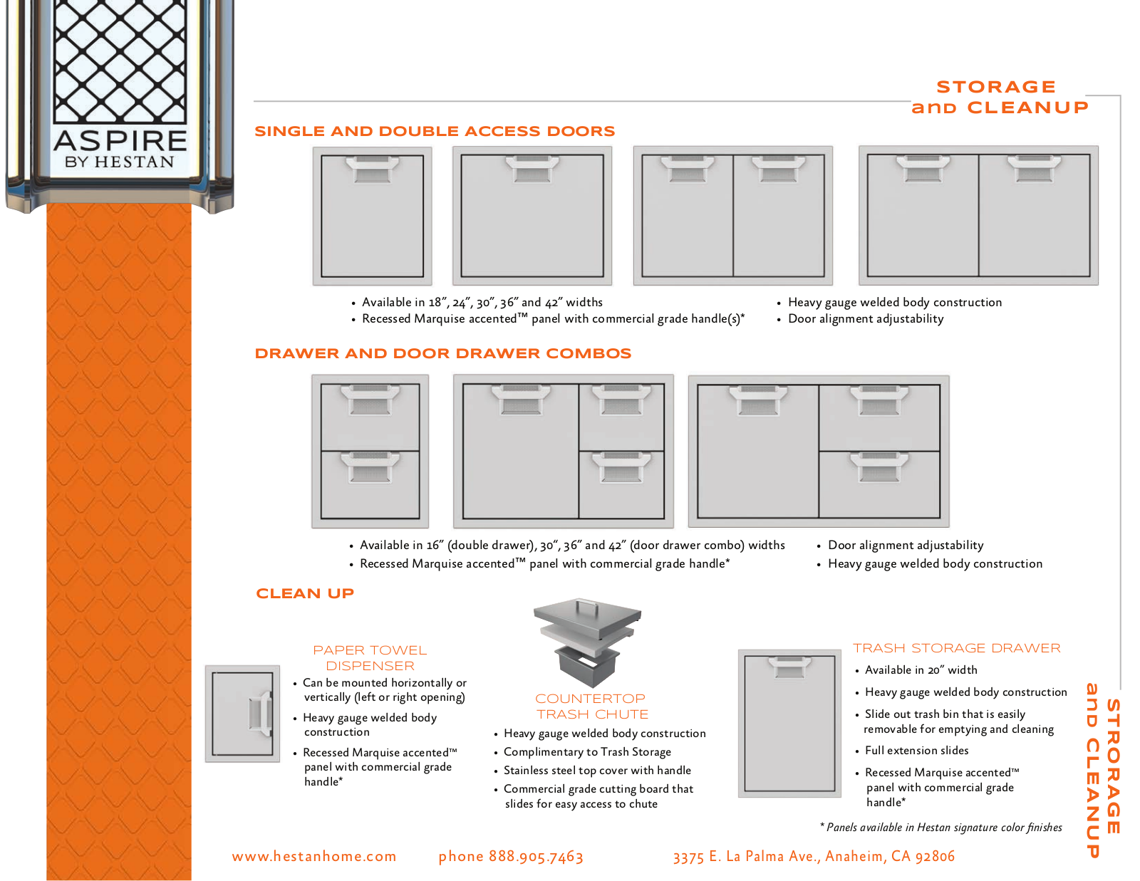 Hestan AEADL18SS, AEADR18SS, AEADL24SS, AEADR24SS Specifications