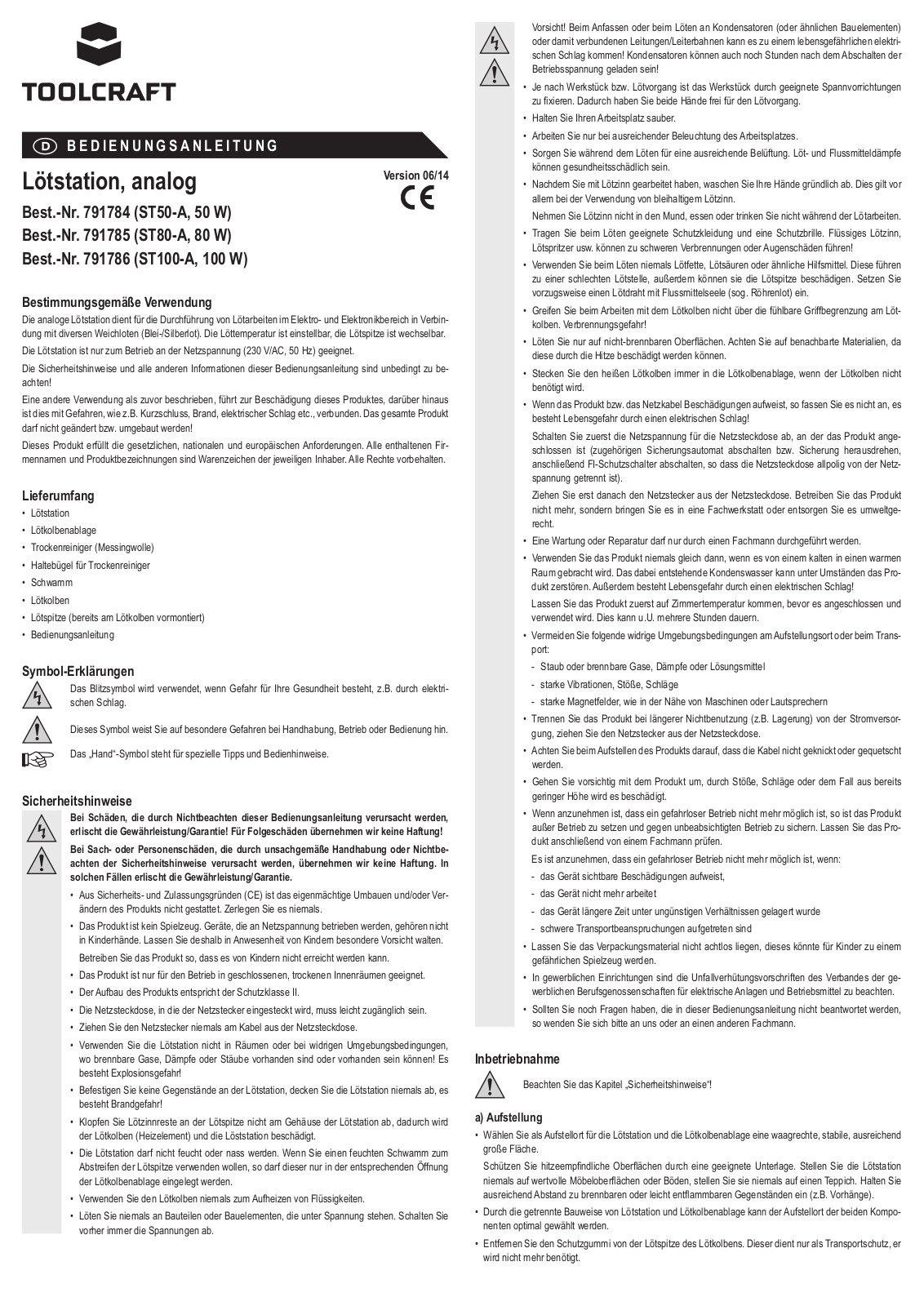 Toolcraft ST-80A operation manual