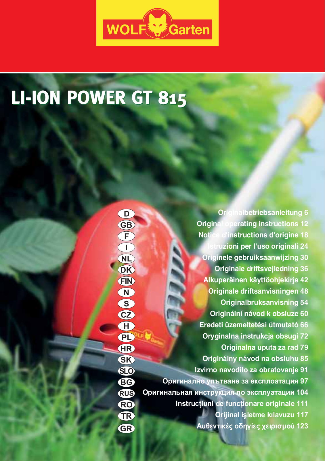 Wolf Garten LI-ION POWER GT 815 Operating Instructions Manual