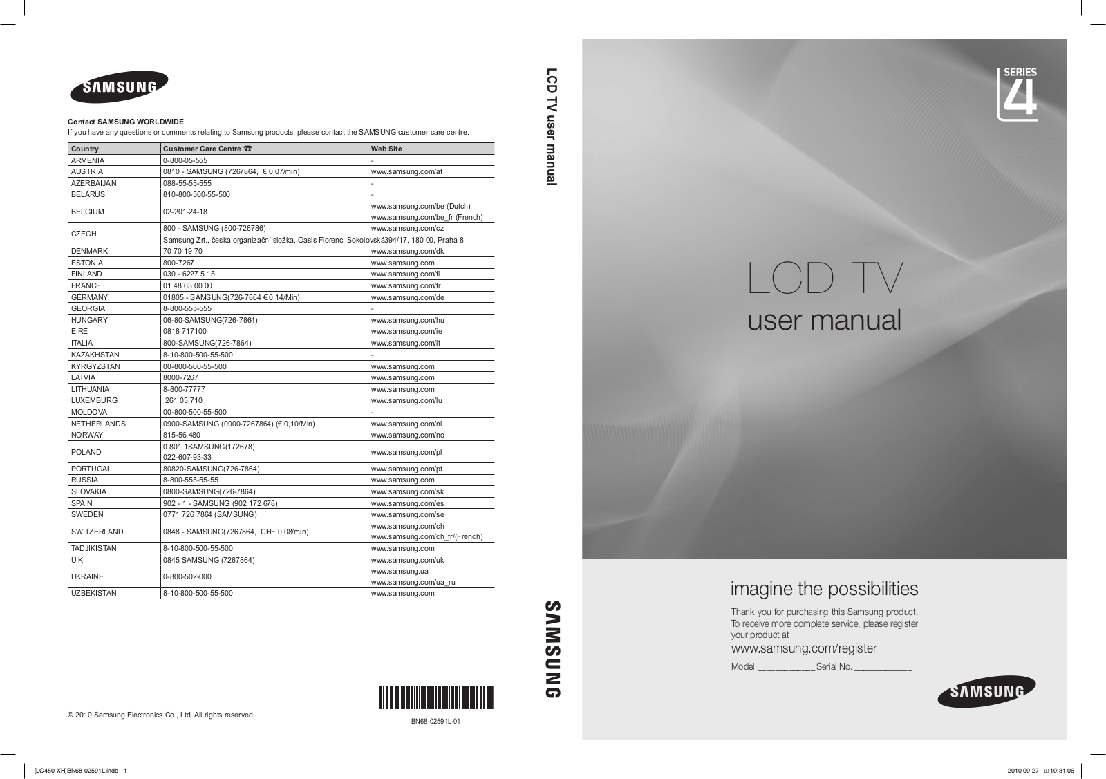 Samsung LE22C450E1W User Manual