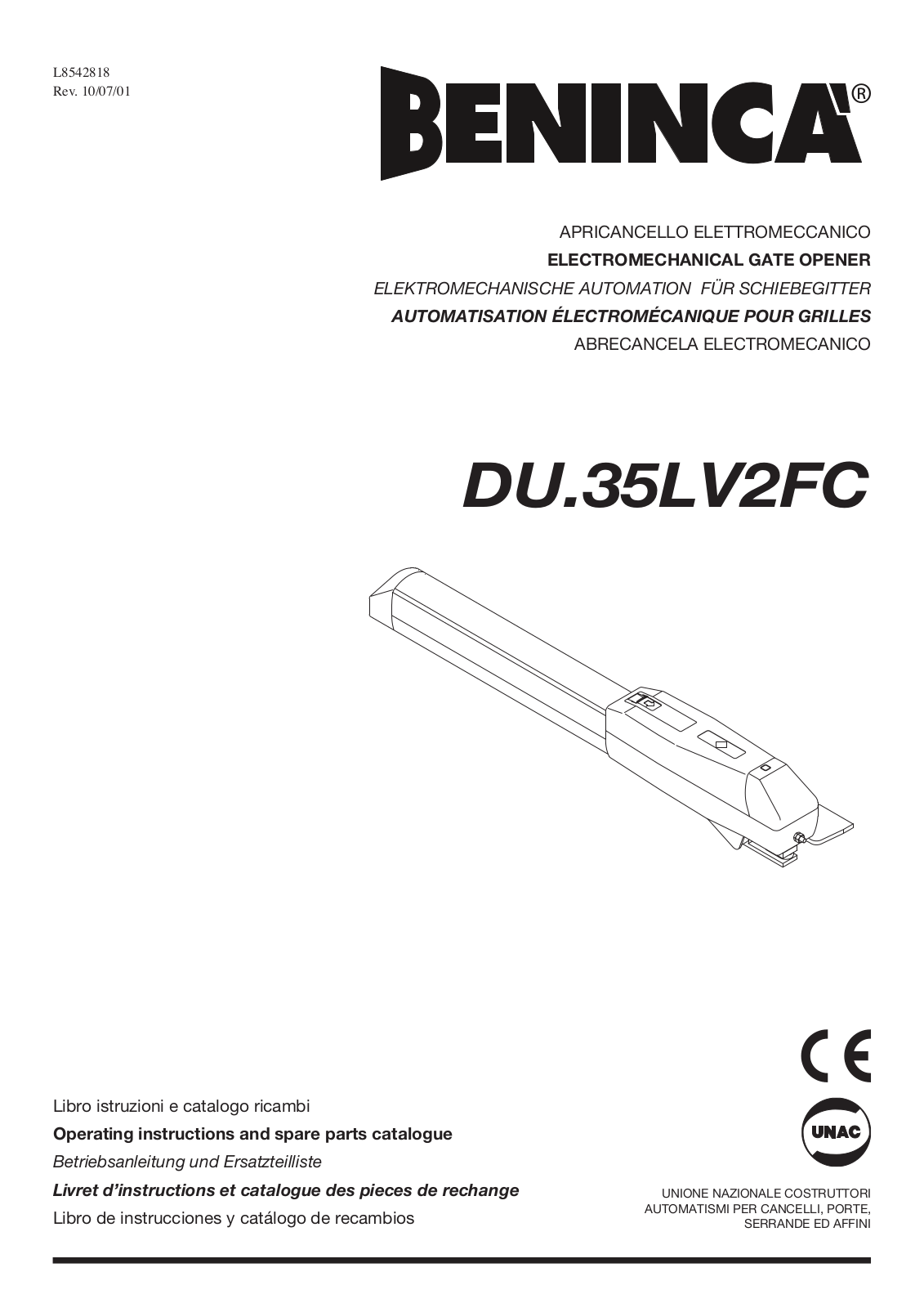 Beninca DU35LV2FC User Manual