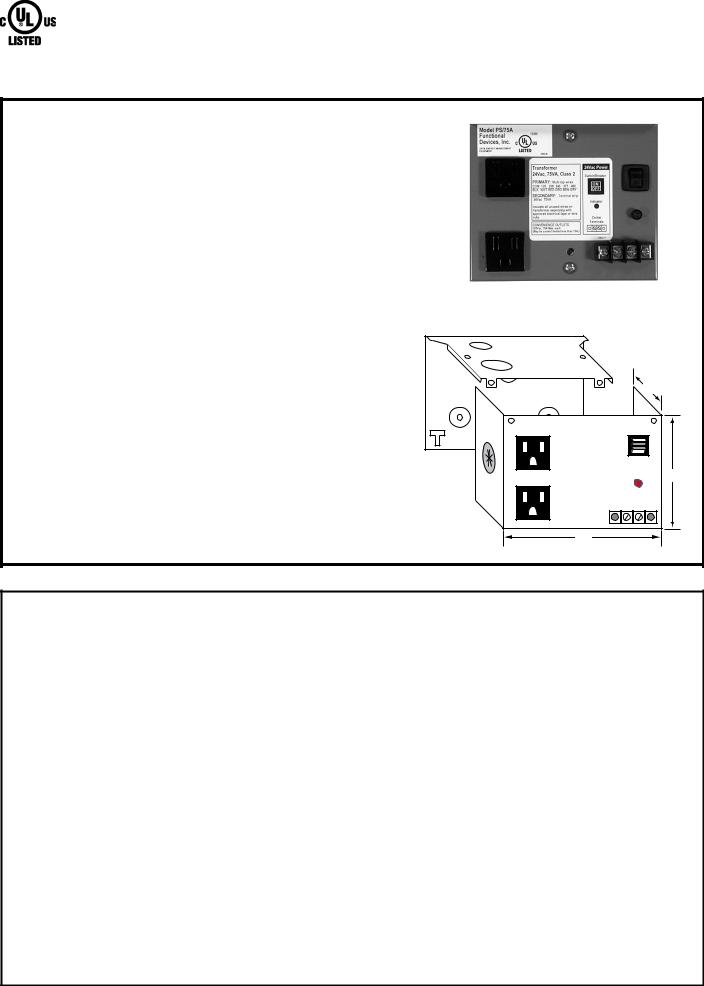 Johnson Controls PSH75A Data Sheet