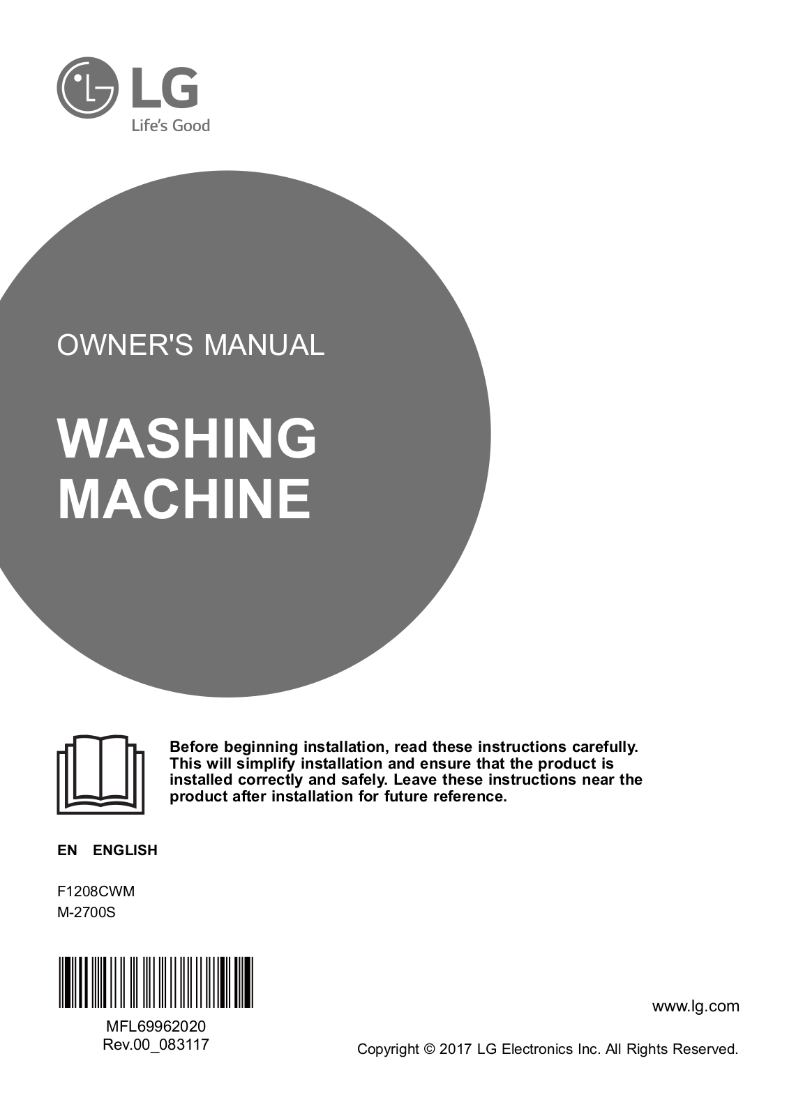 LG F1208CWM Owner's Manual