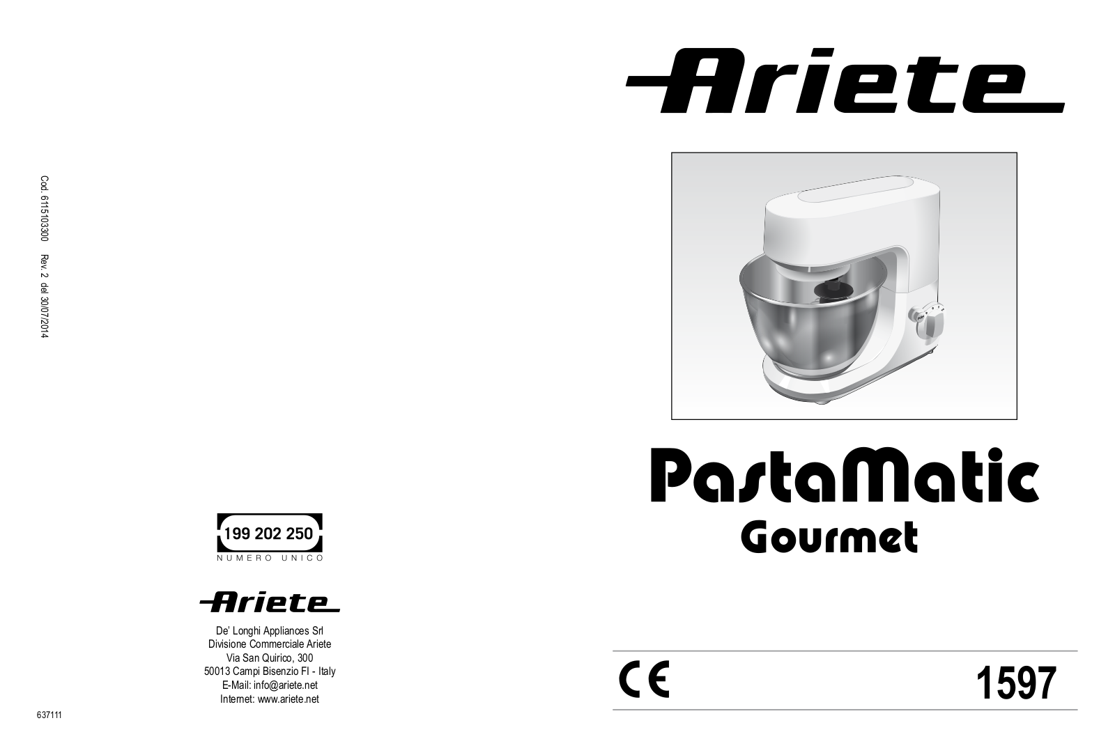 Ariete 1597 User Manual