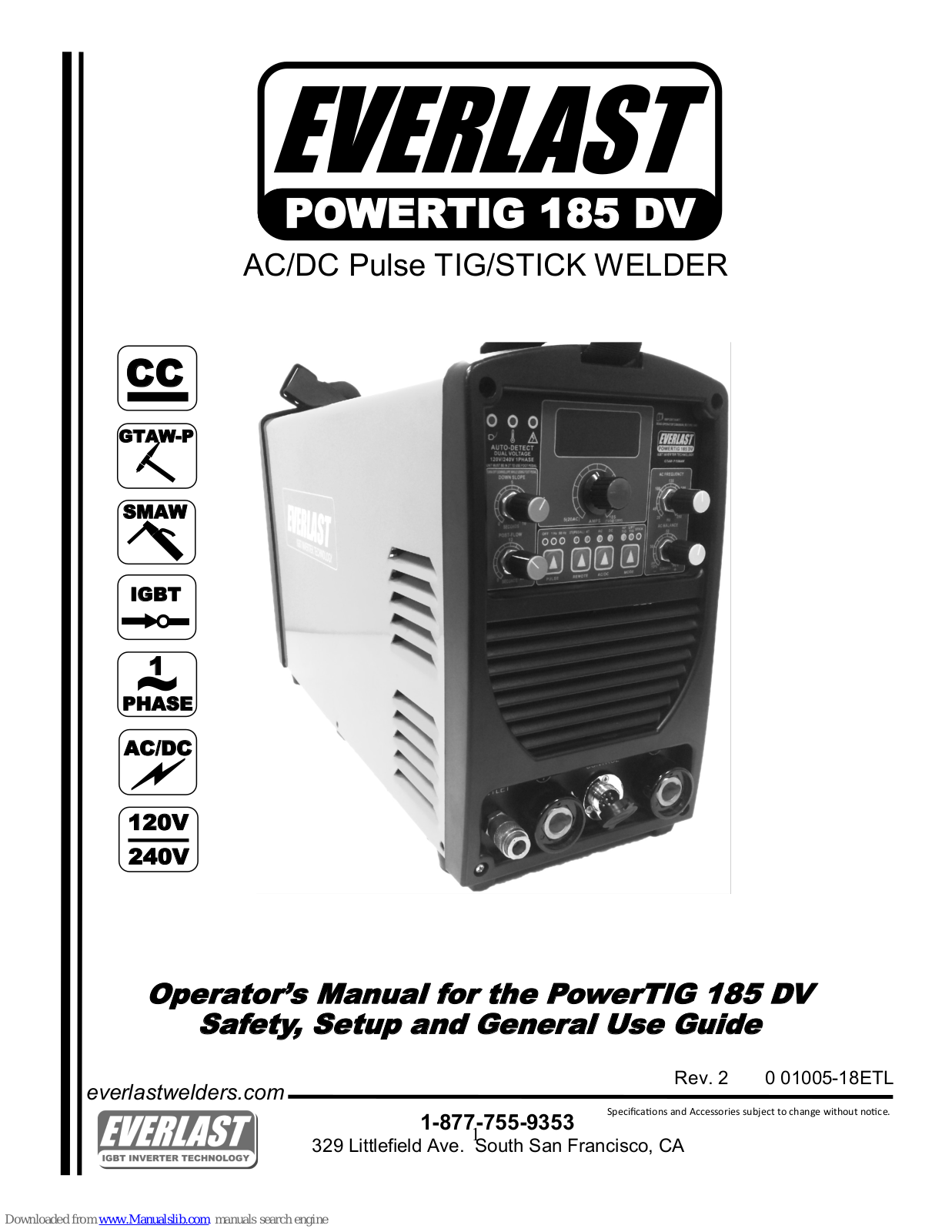 Everlast POWERTIG 185 DV Operator's Manual