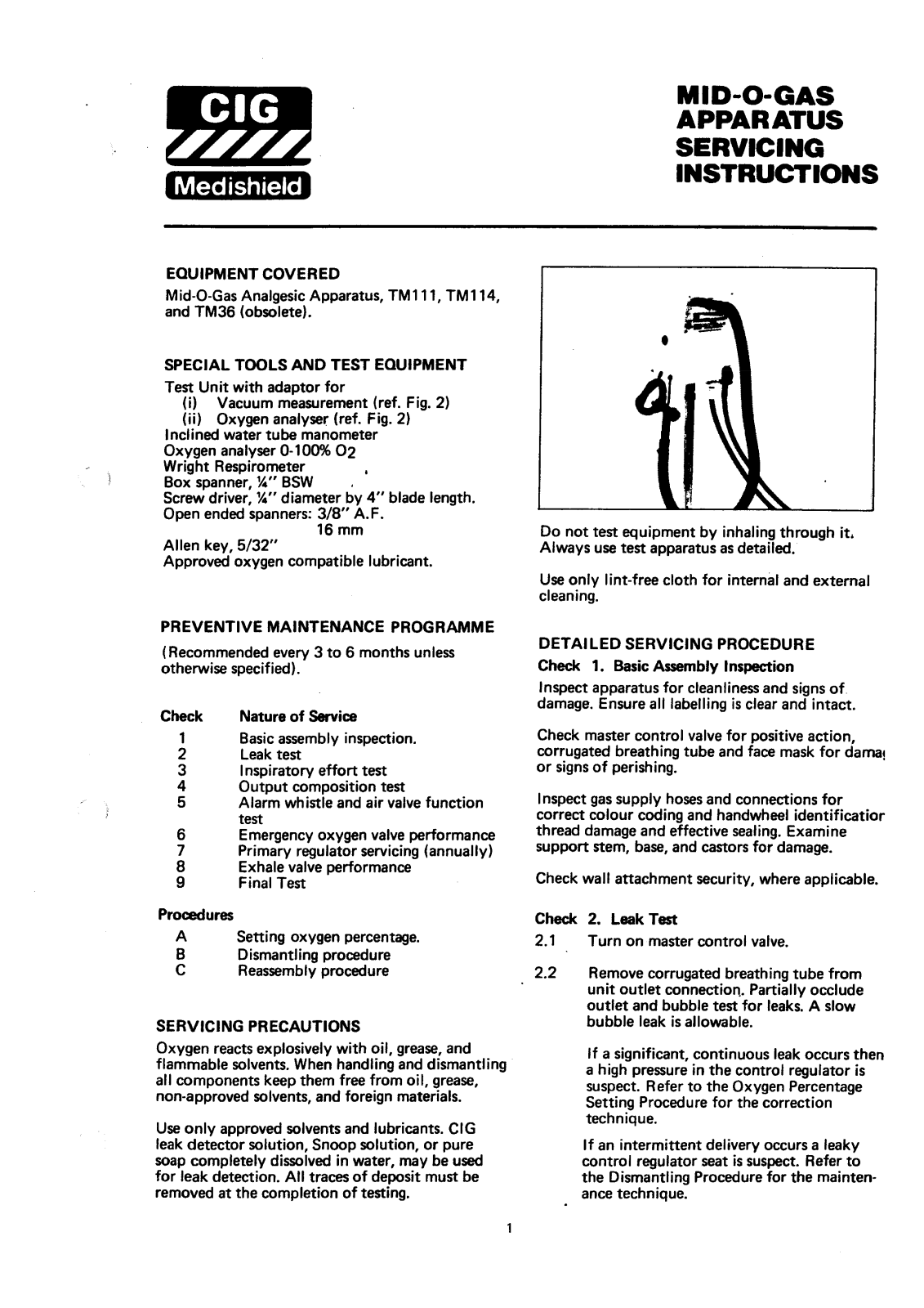 CIG MID-O-Gas unit Service manual