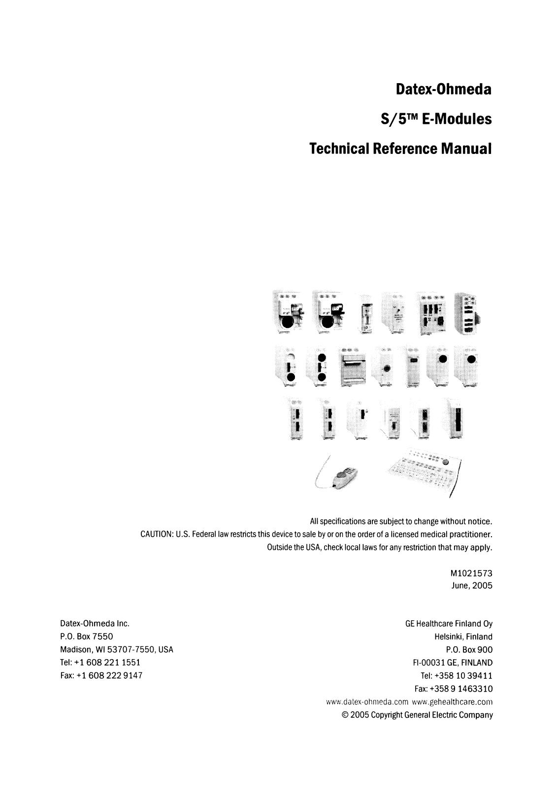 Datex-Ohmeda S-5 Service Manual E-Modules