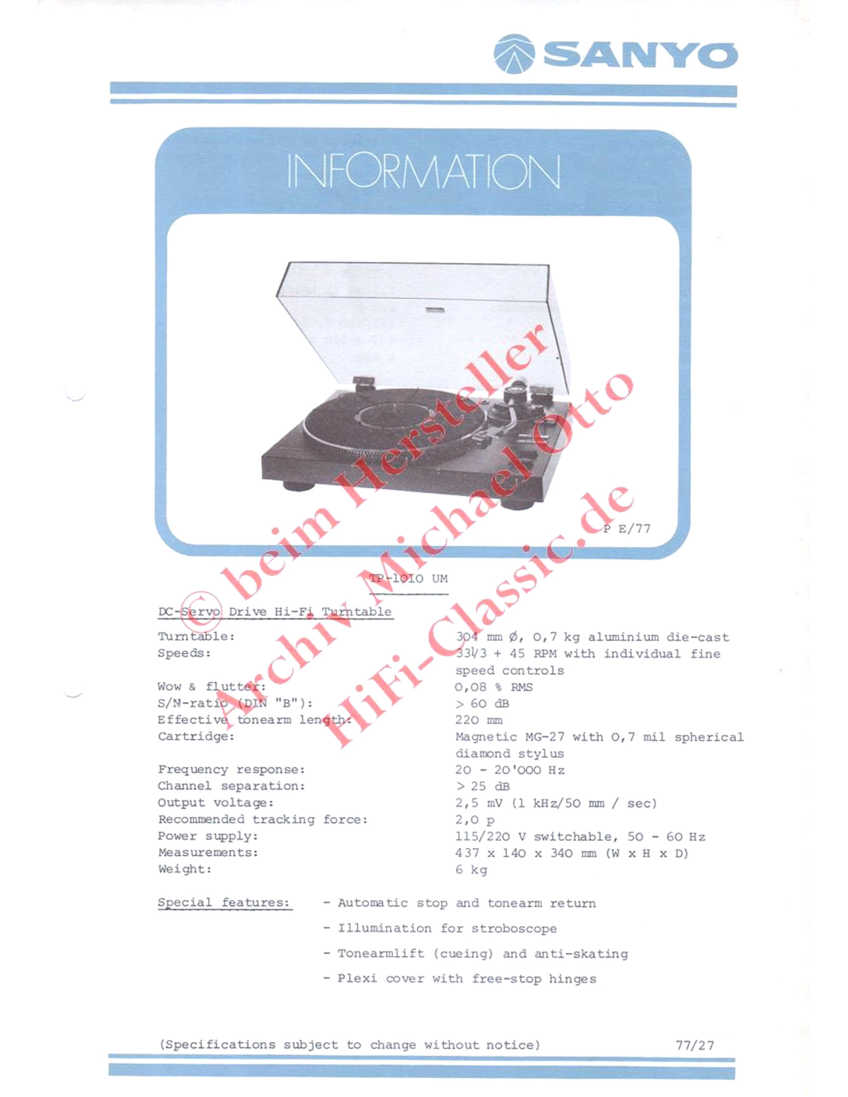 Sanyo TP-1010UM User guide - ManualMachine.com