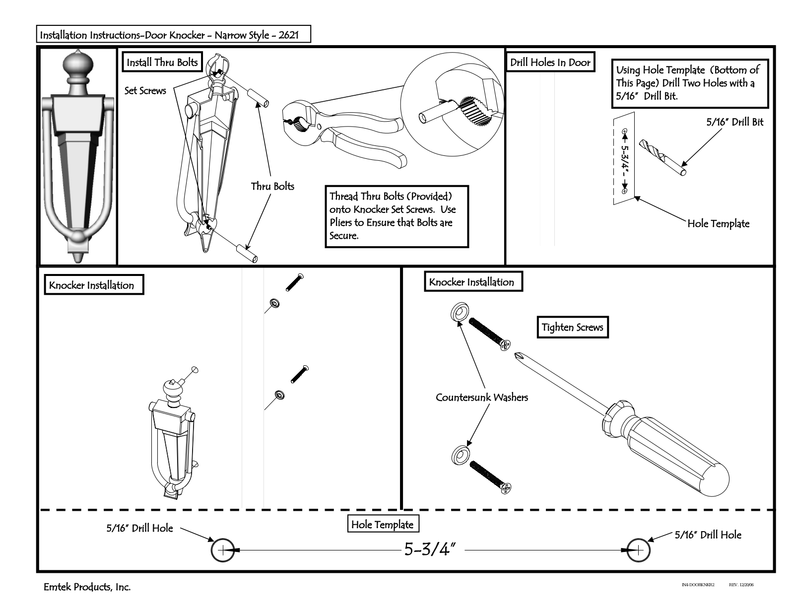 Emtek Door Knocker-Narrow Style User Manual