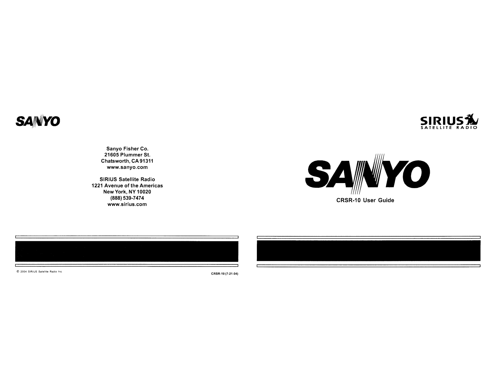 Sanyo CRSR10 User Manual