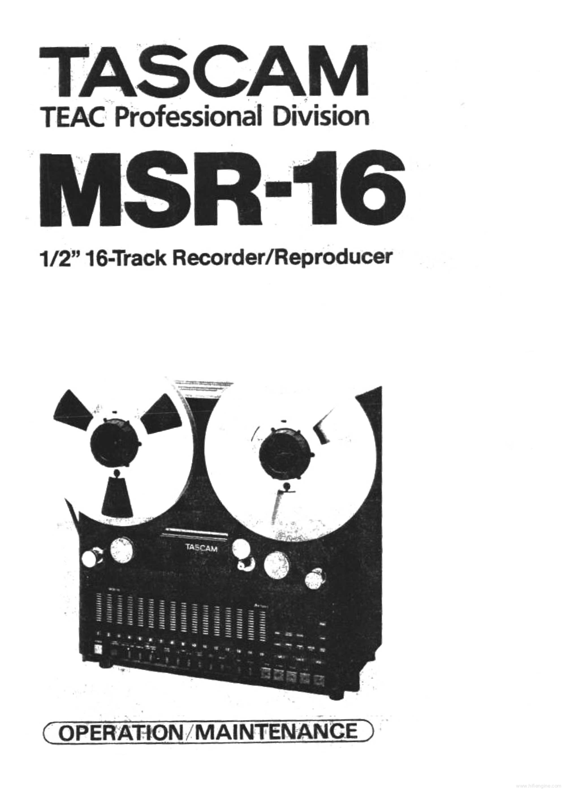 Tascam MSR-16 Operation Manual