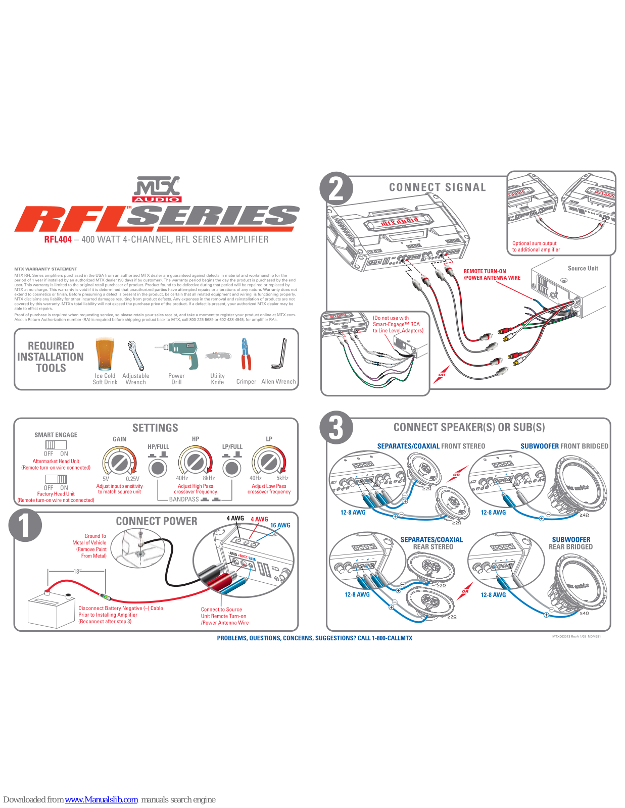 MTX RFL404 Connection Manual