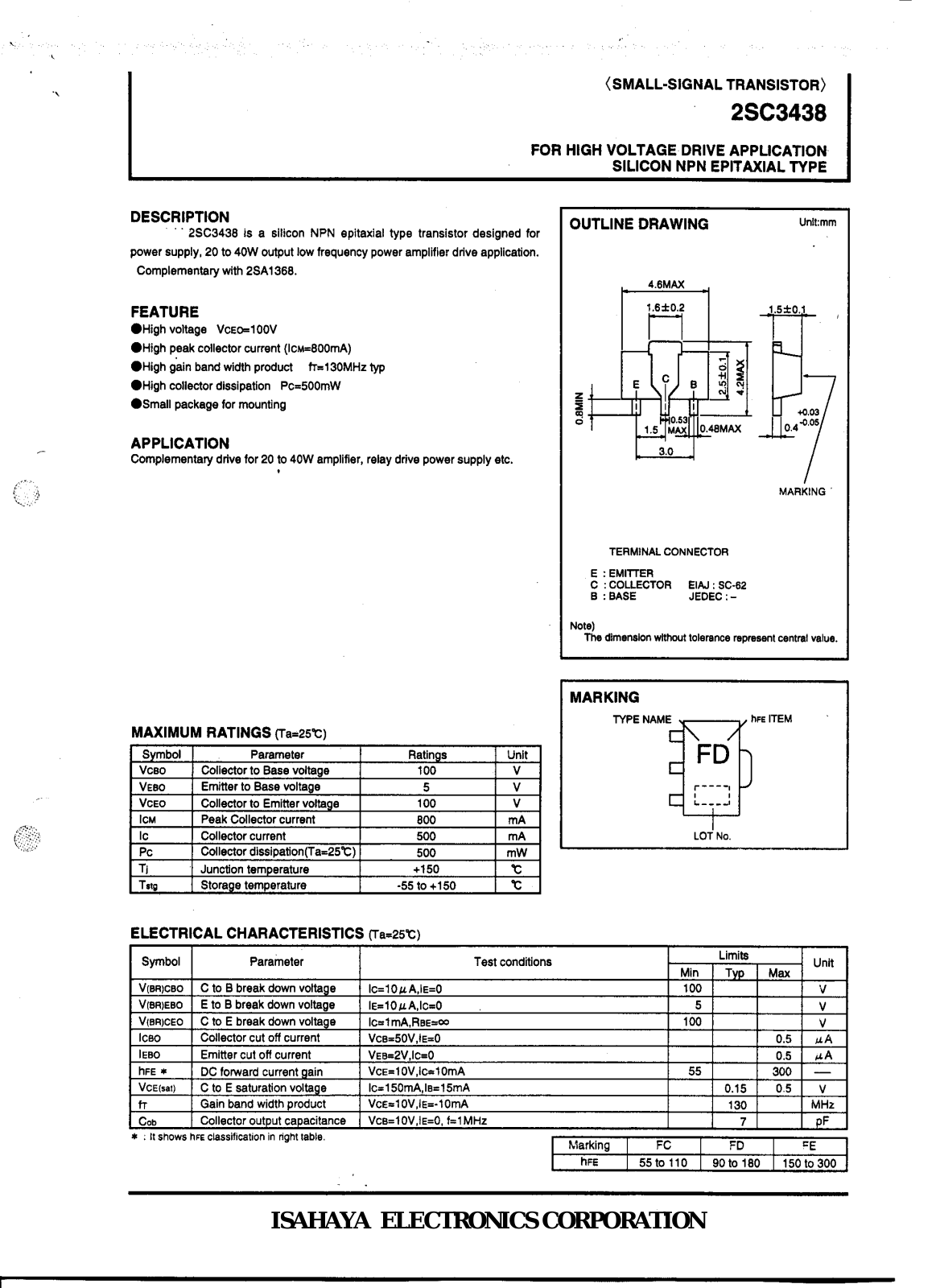 Datasheet 2sc3438 Datasheet - ManualMachine.com