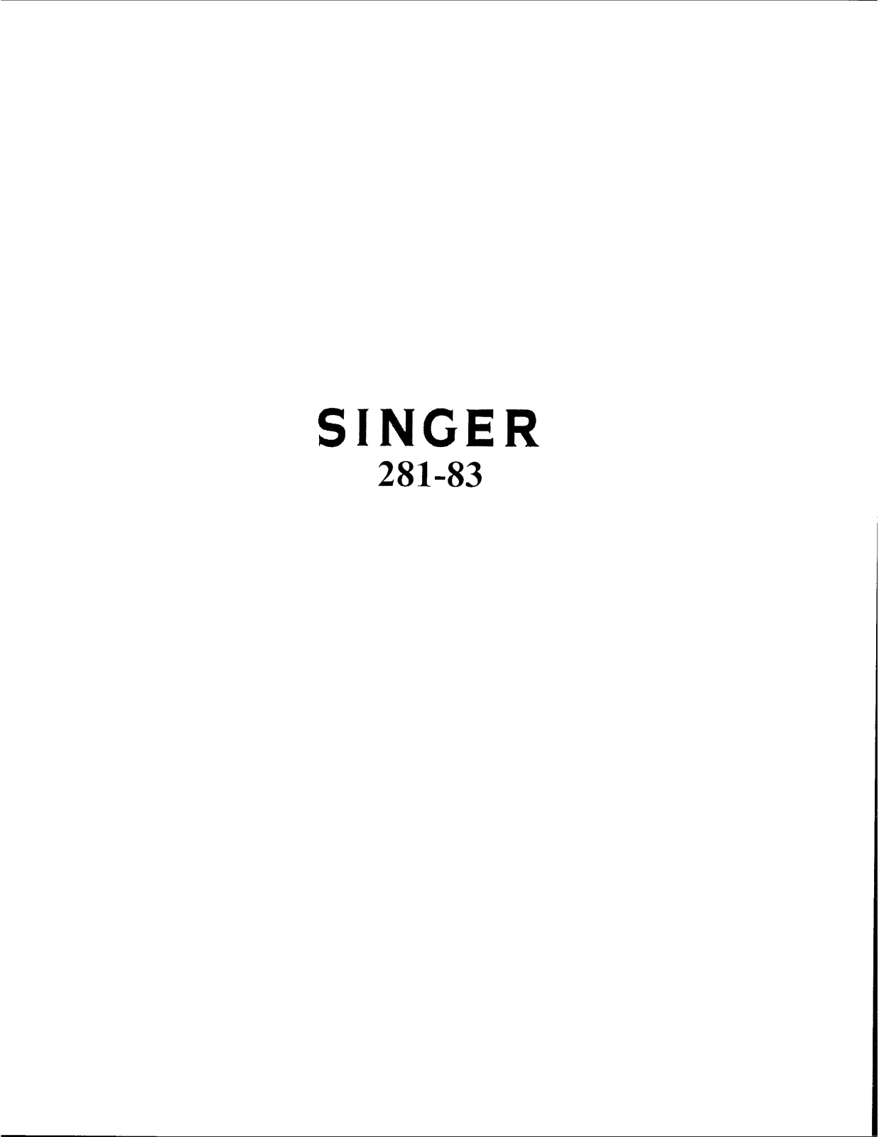 Singer 281-83 User Manual