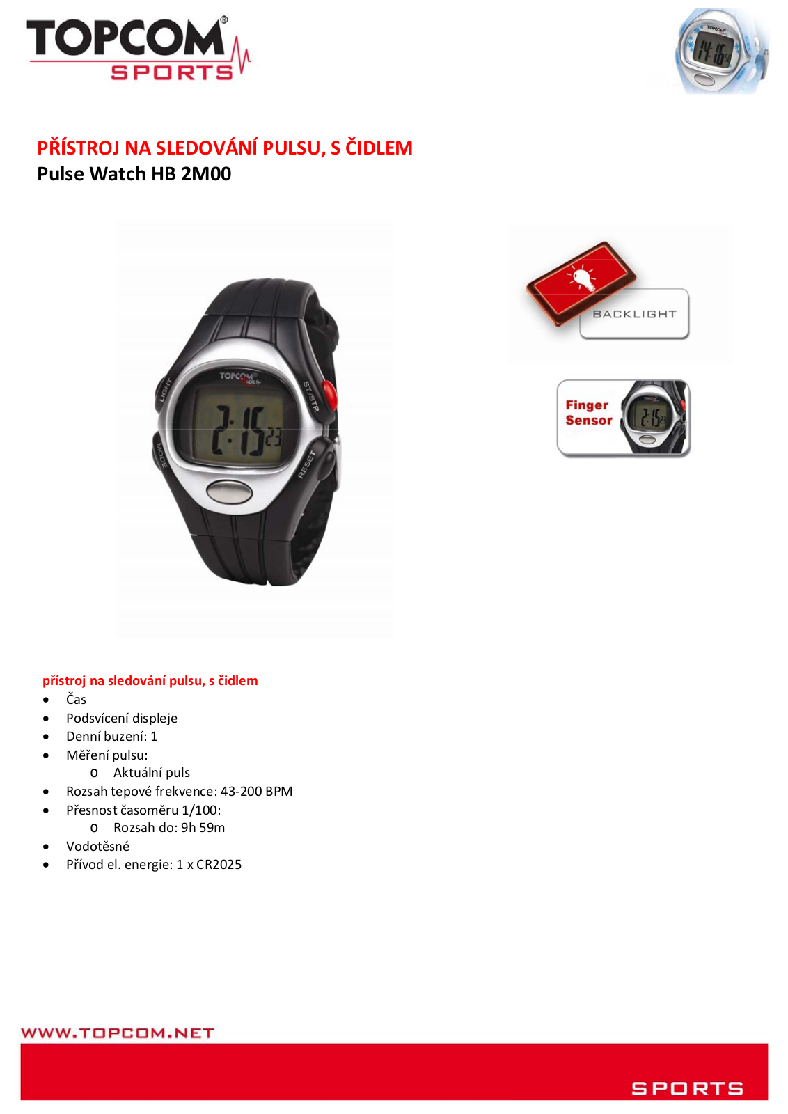 Topcom Pulse Watch HB 2M00 User Manual