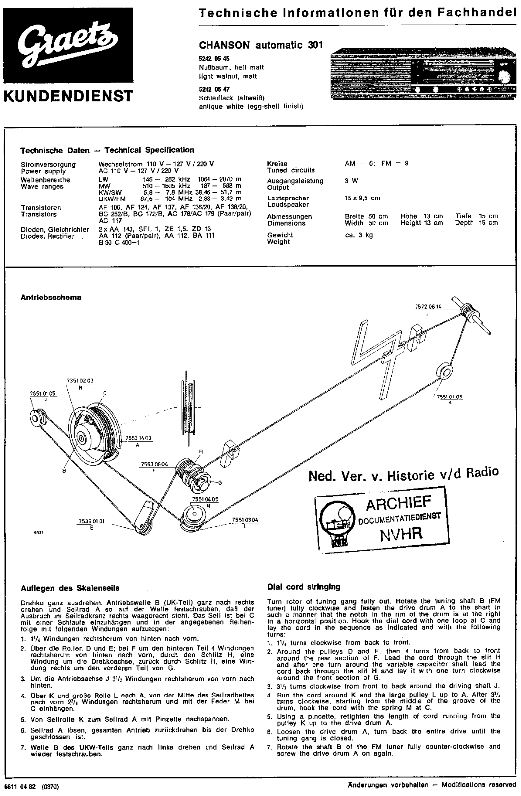 Graetz 301Chanson Schematic