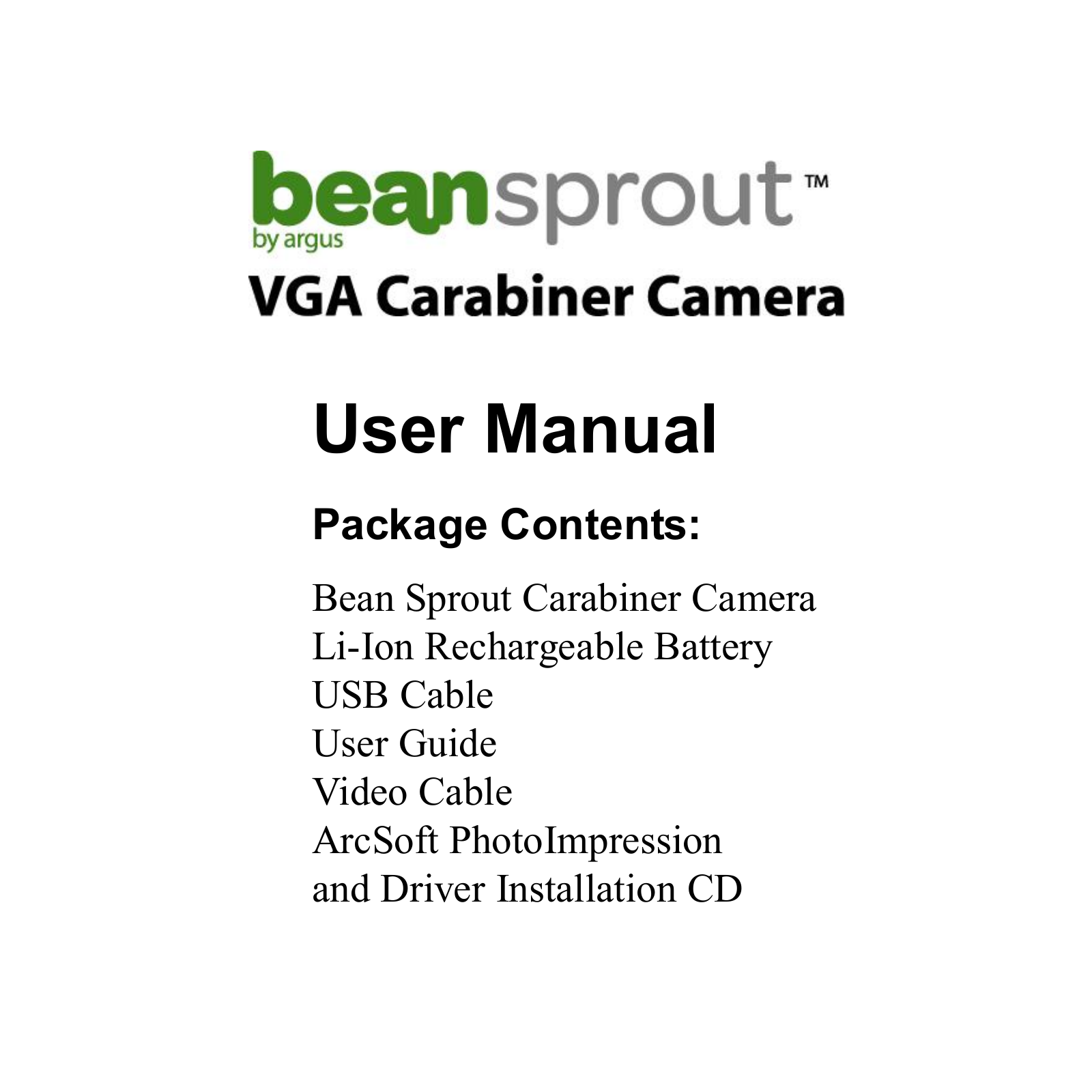 Argus Camera BeanSpraut VGA Carabiner Camera User Manual