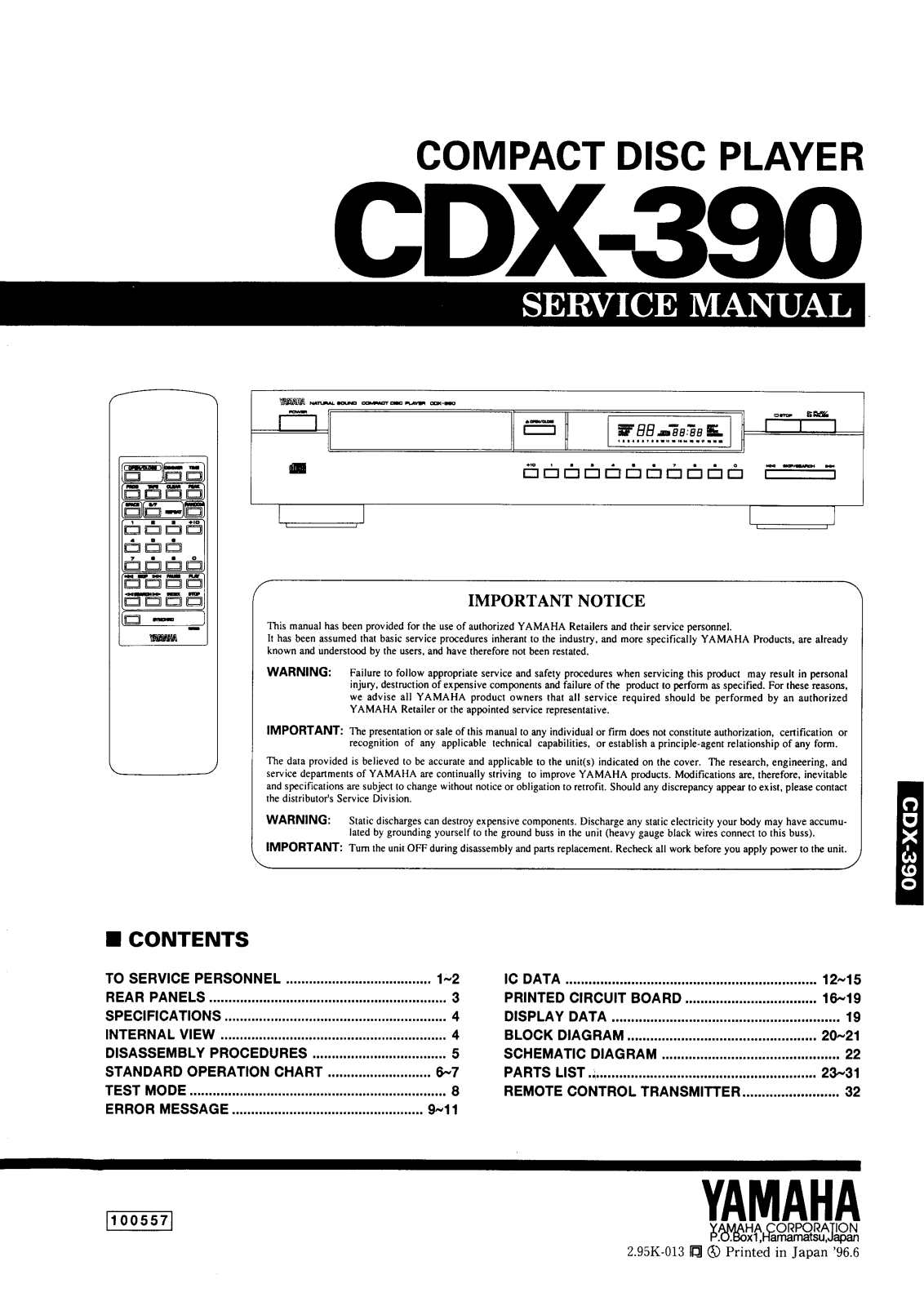 Yamaha CDX-390 Service Manual