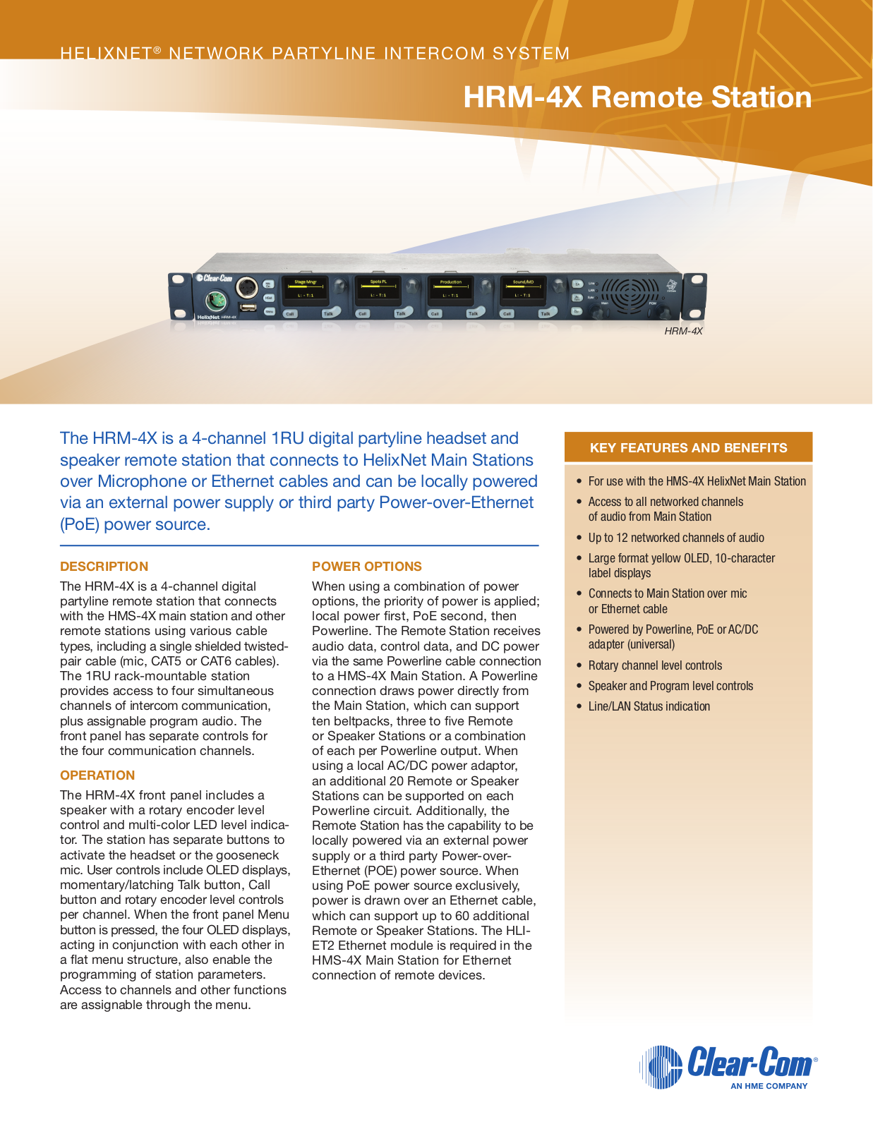 Clear-Com HRM-4X Datasheet