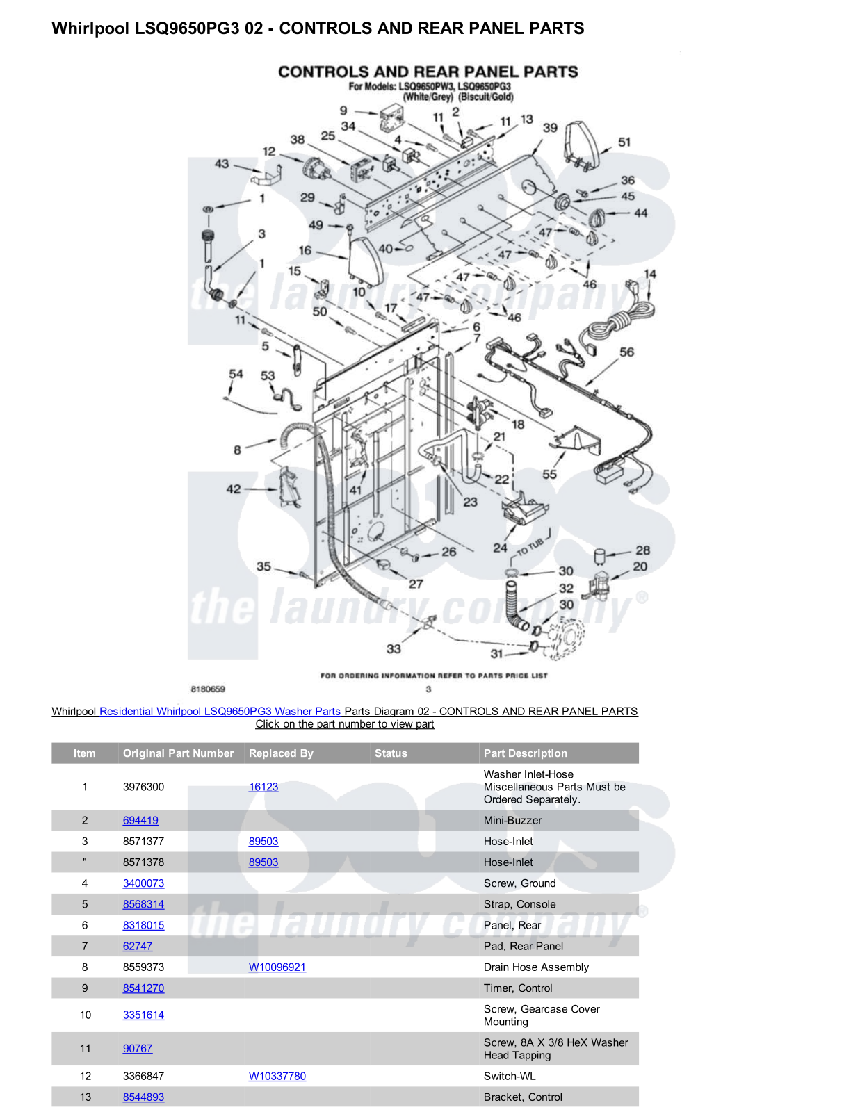 Whirlpool LSQ9650PG3 Parts Diagram