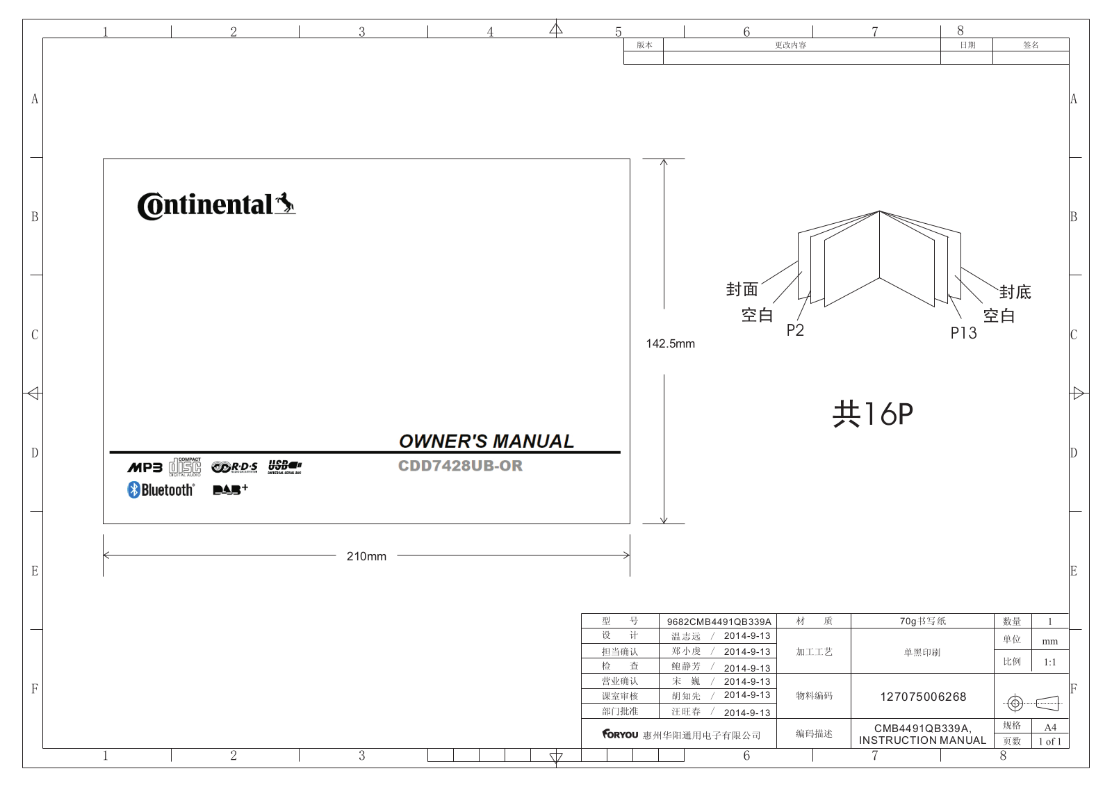 Continental Automotive CDD7428UB User Manual