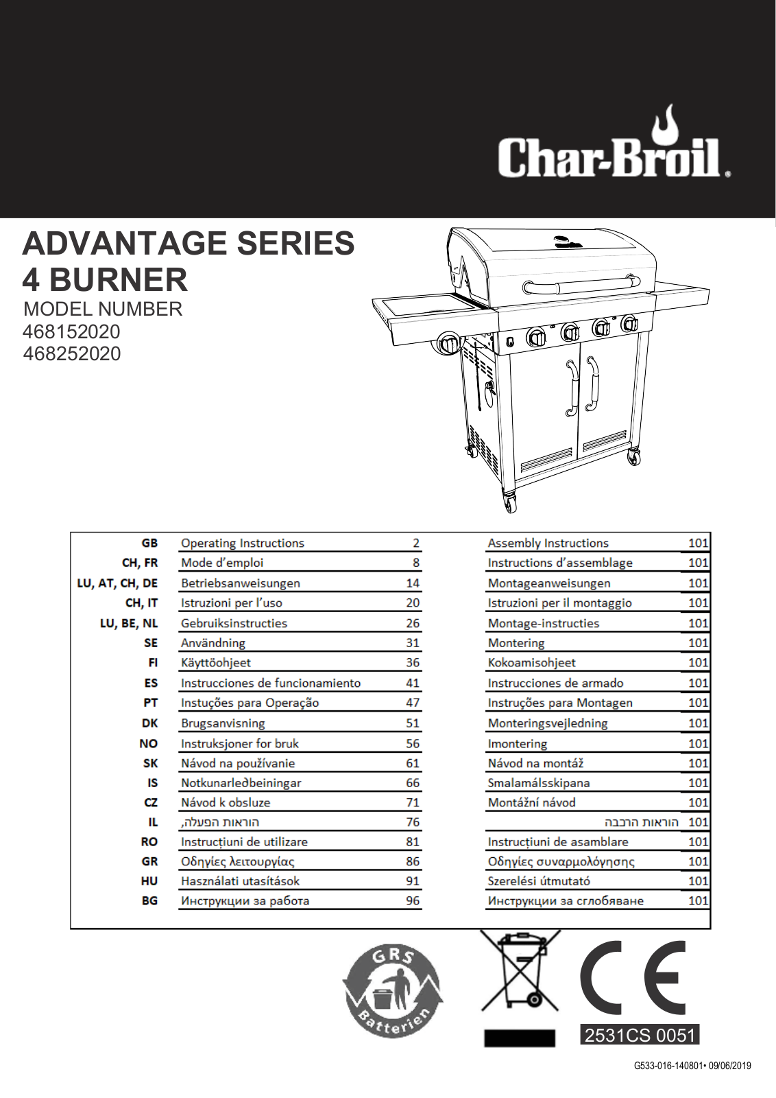 Char-Broil 468142020, 468242020 operation manual