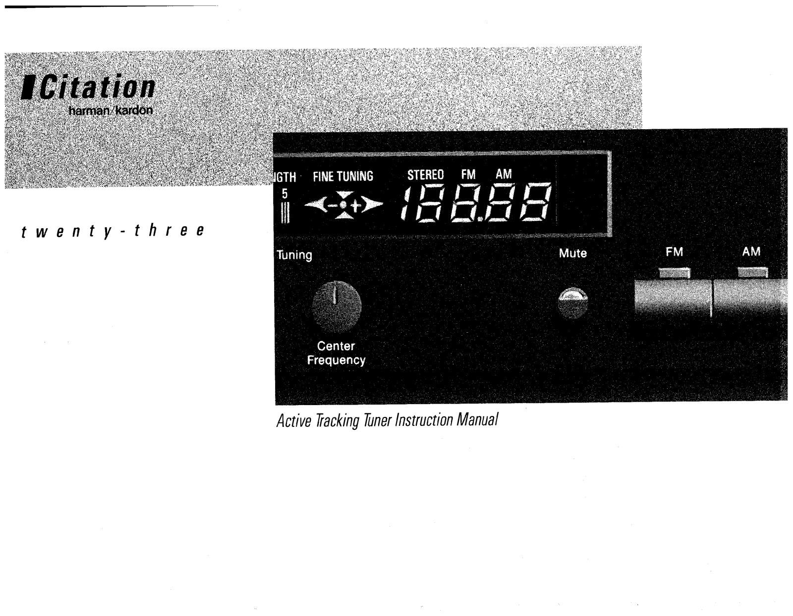 Harman Kardon Citation 23 Owners manual