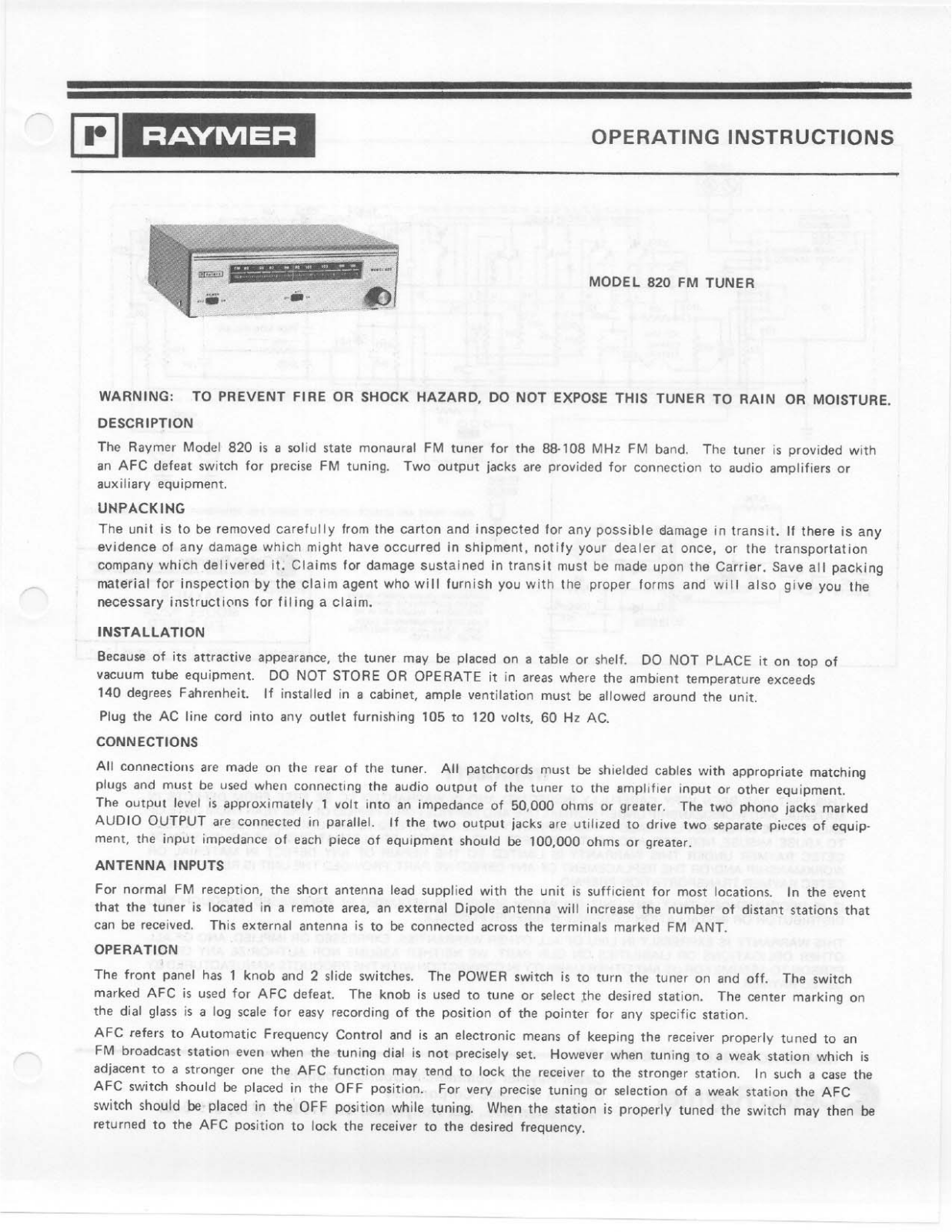 Telex 820 User Manual