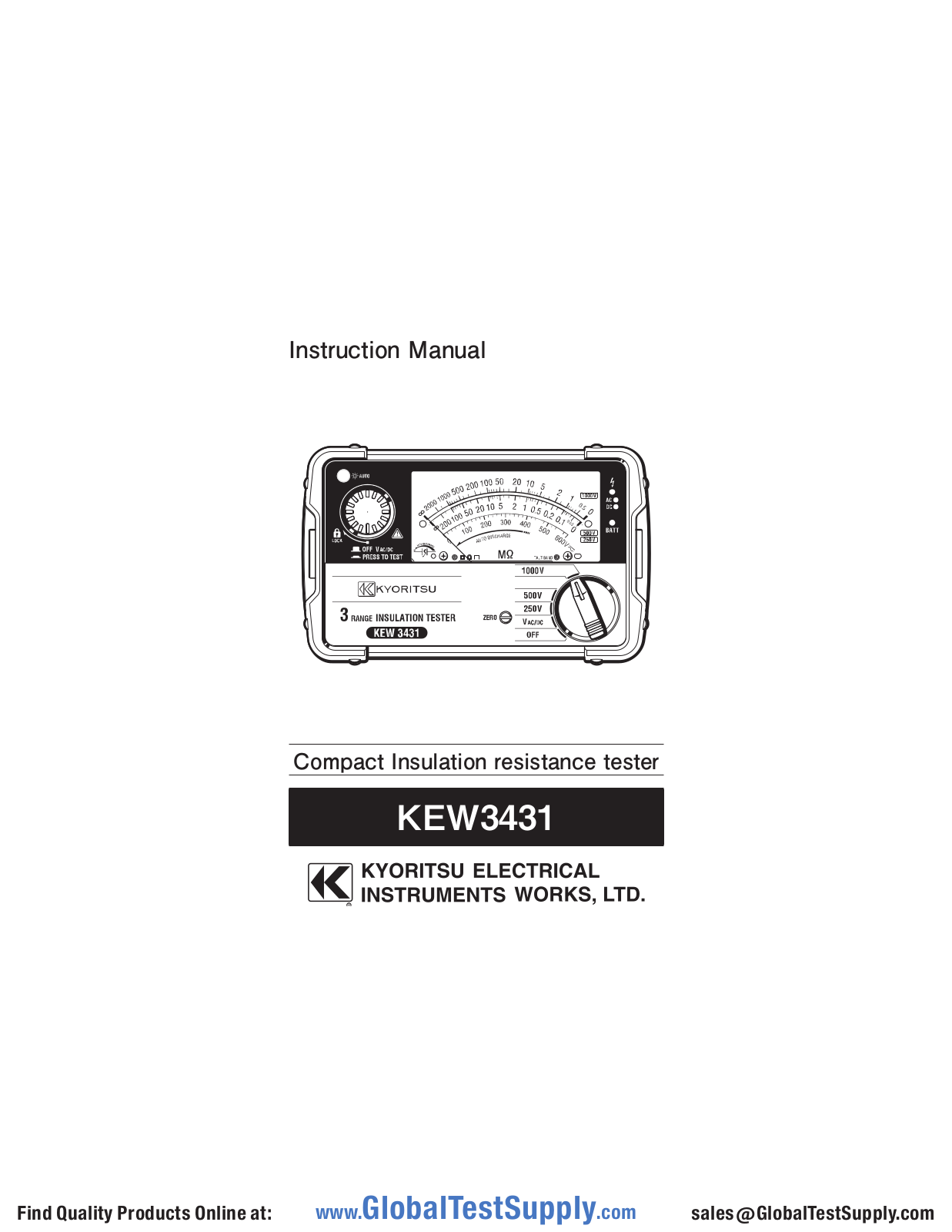 Kyoritsu Electrical Instruments 3431 User manual