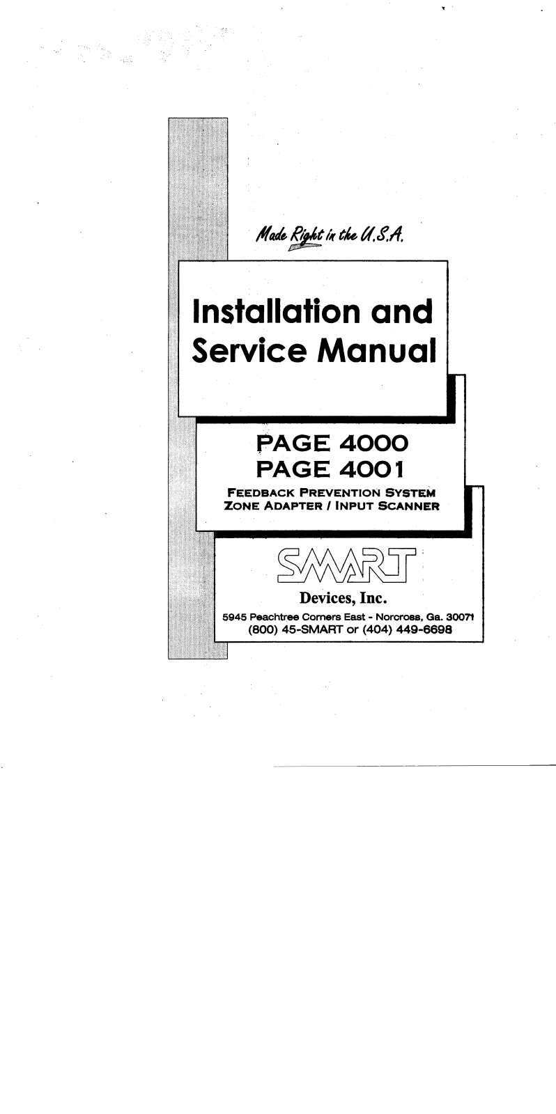 Smart PAGE 4000, PAGE 4001 Service manual