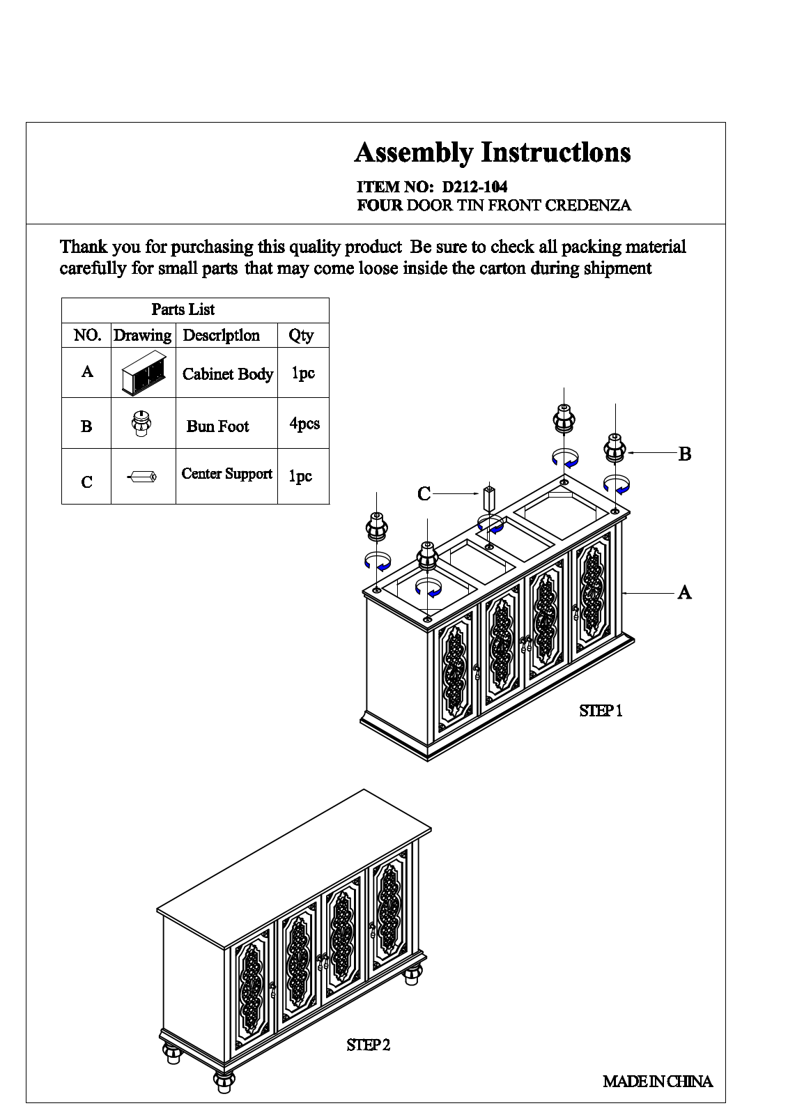 HomeFare D212104 Assembly Guide - ManualMachine.com