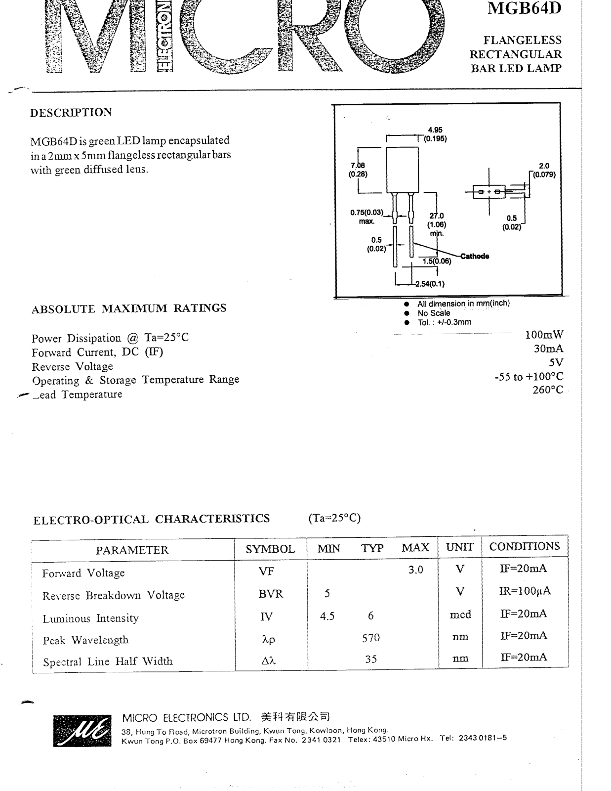 MICRO MGB64D Datasheet