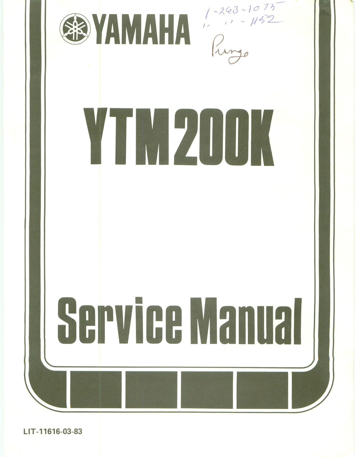 YAMAHA YTM200K SERVICE MANUAL SUPPLEMENTARY