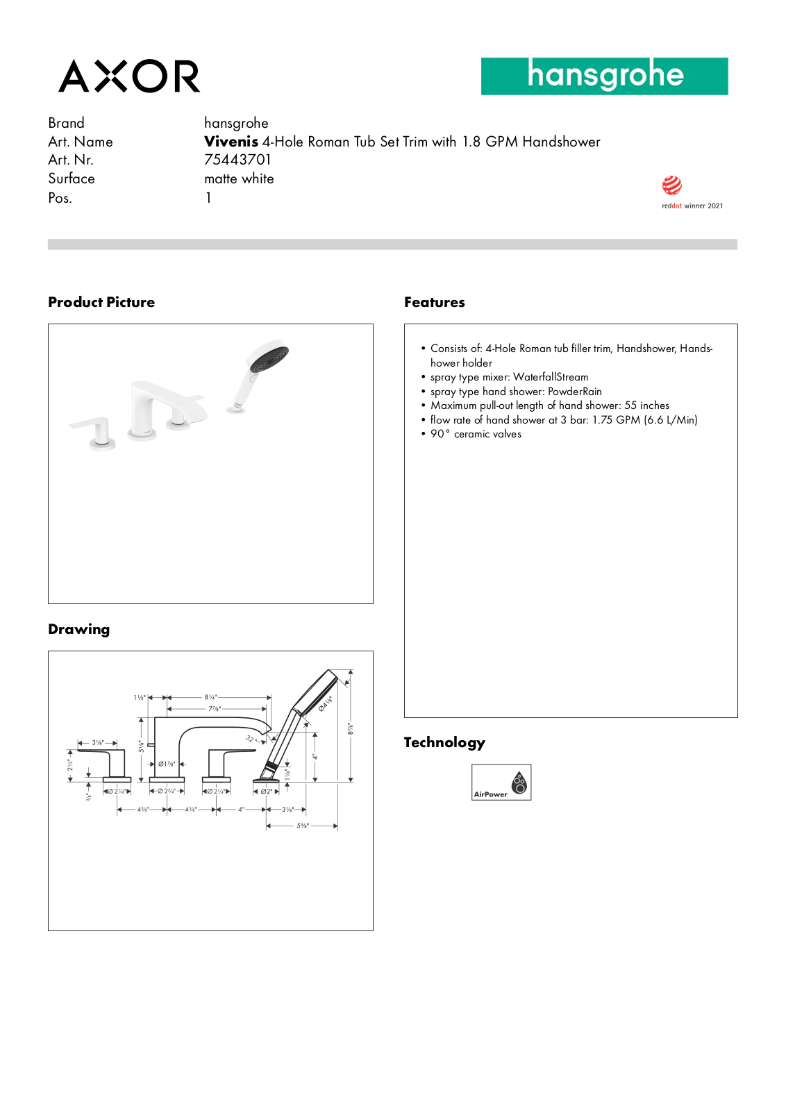 Hansgrohe GCDC1983 Specification - ManualMachine.com