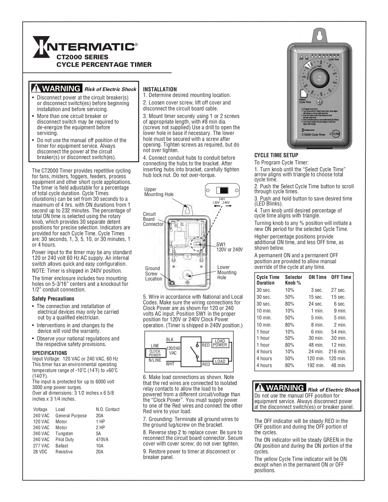 Intermatic CT2000 Owner's Manual