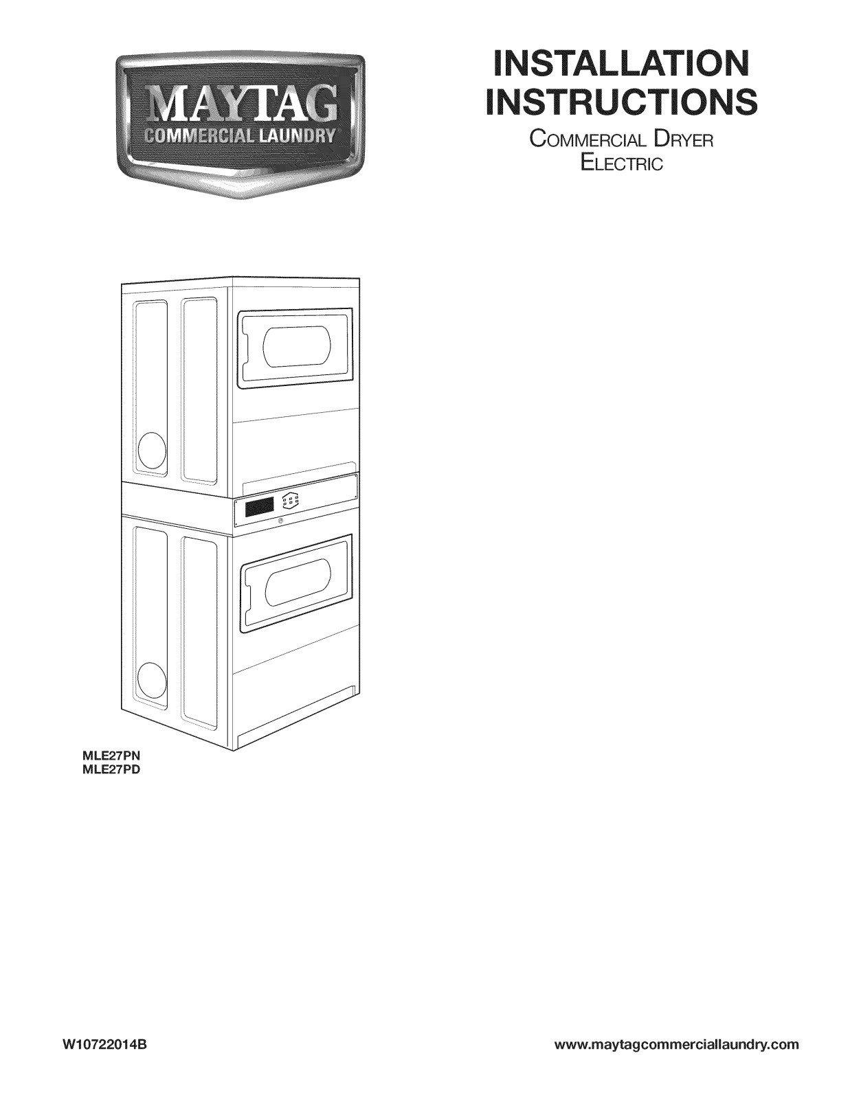 Maytag MLE27PNBGW1, MLE27PDBGW1 Installation Guide