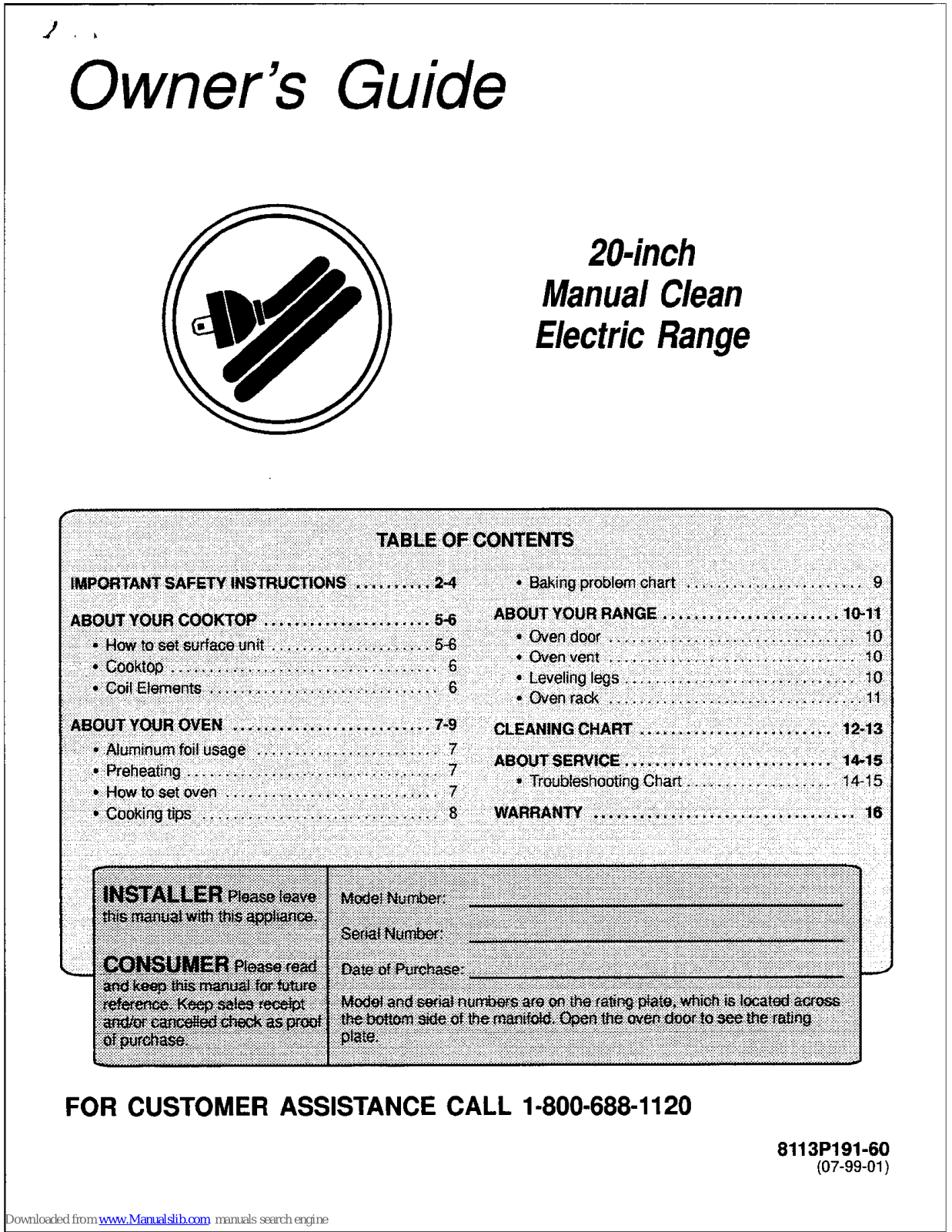 Magic Chef CEL1110AAH, CEL1110AAL, CEL1110AAT, CEL1115AAH, YEL1110AAH Owner's Manual