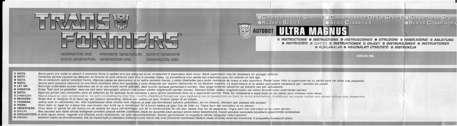 HASBRO Transformers G1 Ultra Magnus Autobot User Manual