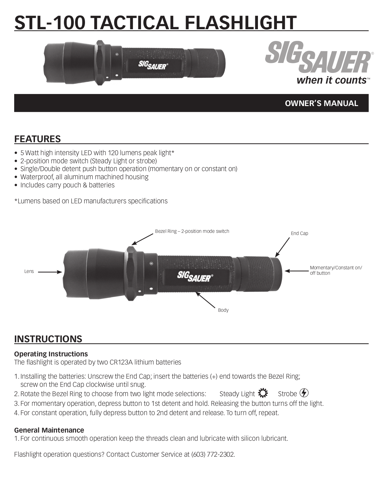 SIG SAUER STL-100 User Manual