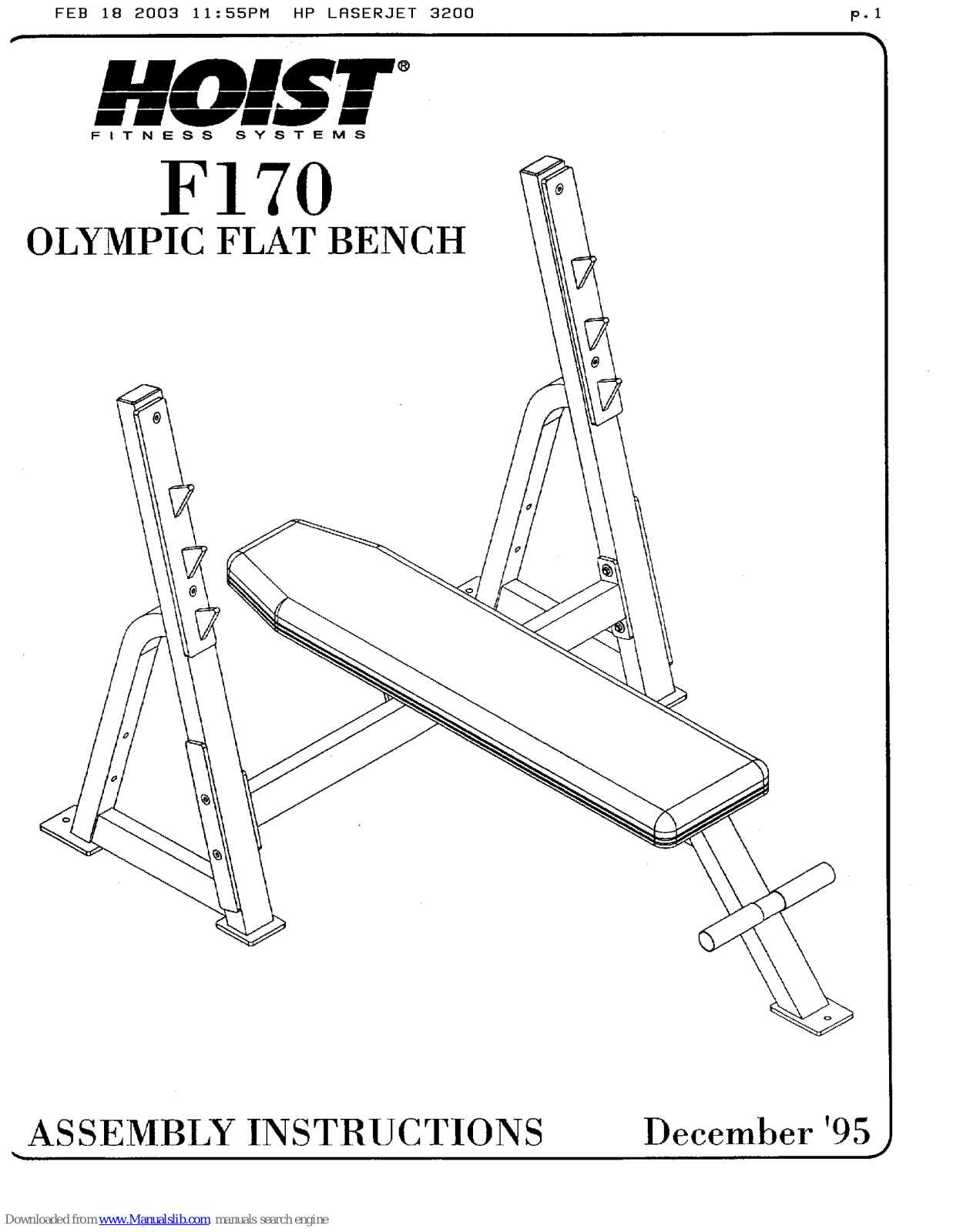 Hoist Fitness F170 Assembly Instructions Manual