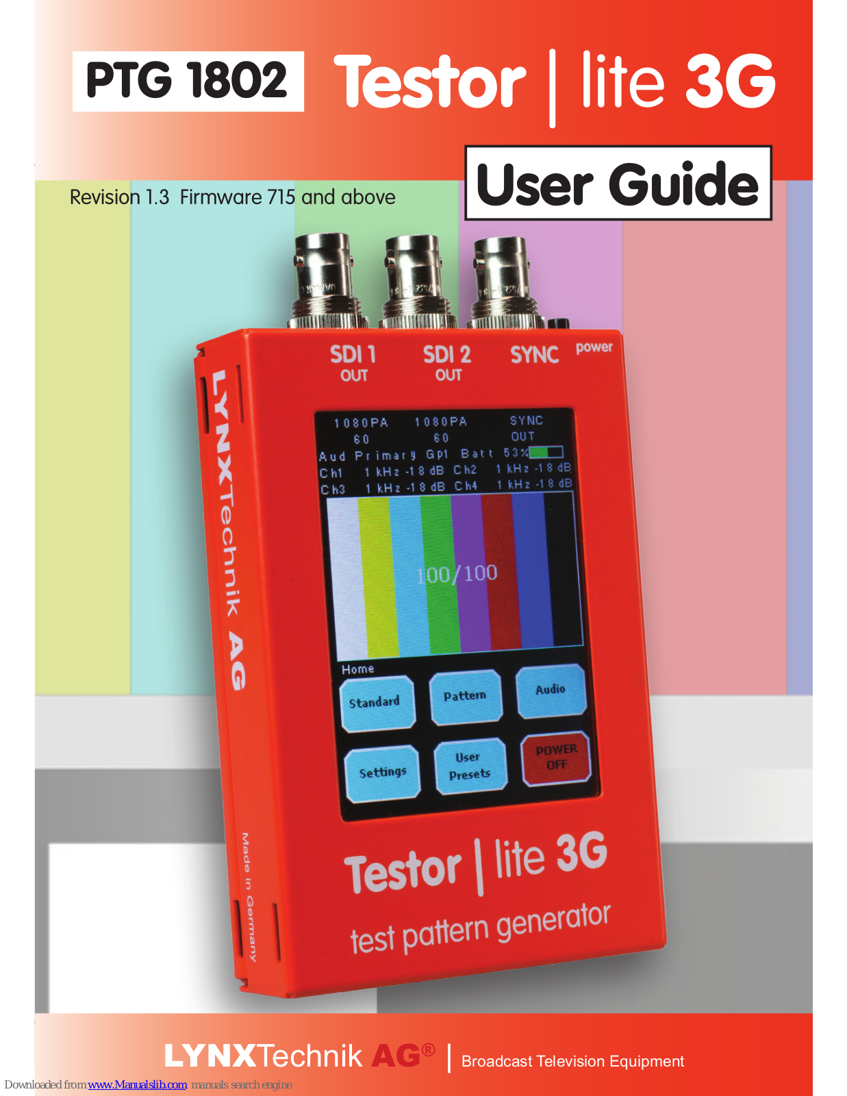 Lynx Testor lite 3G, PTG 1802 User Manual