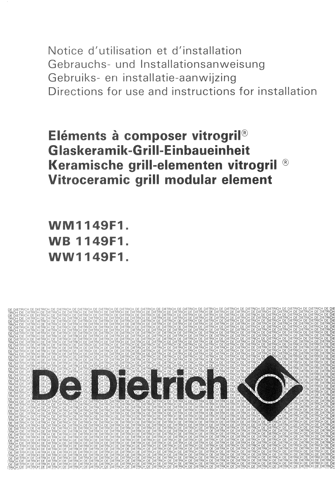 De dietrich WW1149F1, WM1149F1 User Manual