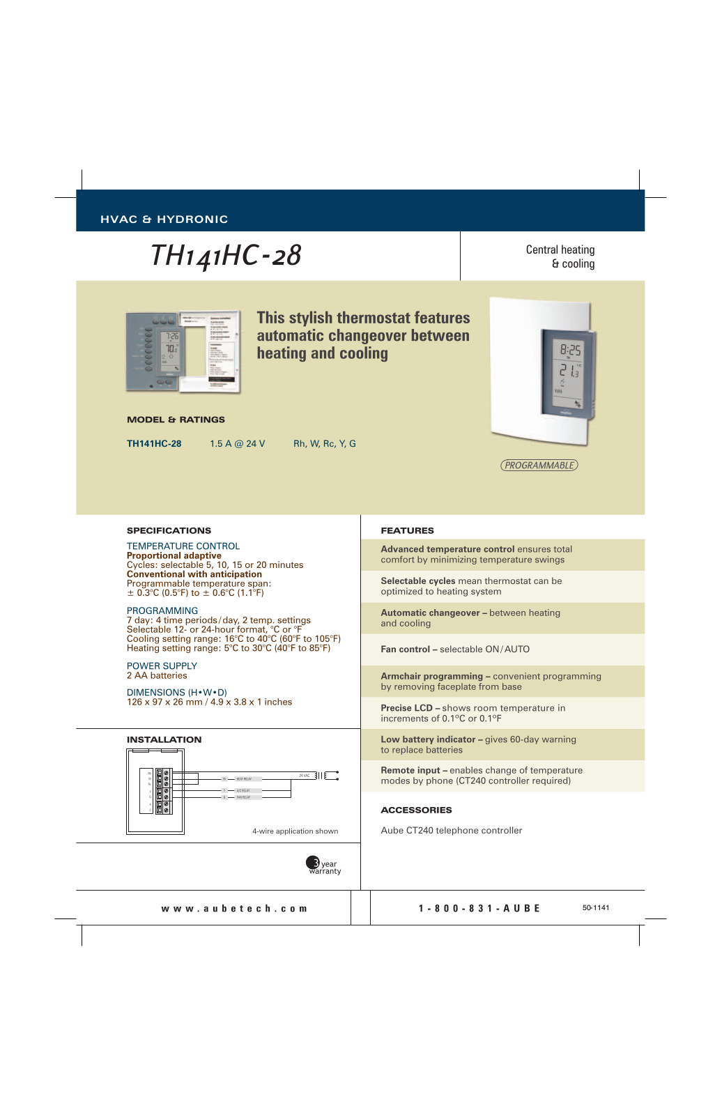 Honeywell TH141HC-28 Data Sheet