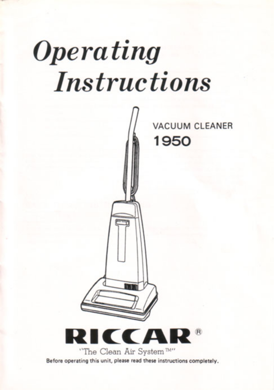 Riccar 1950 User Manual