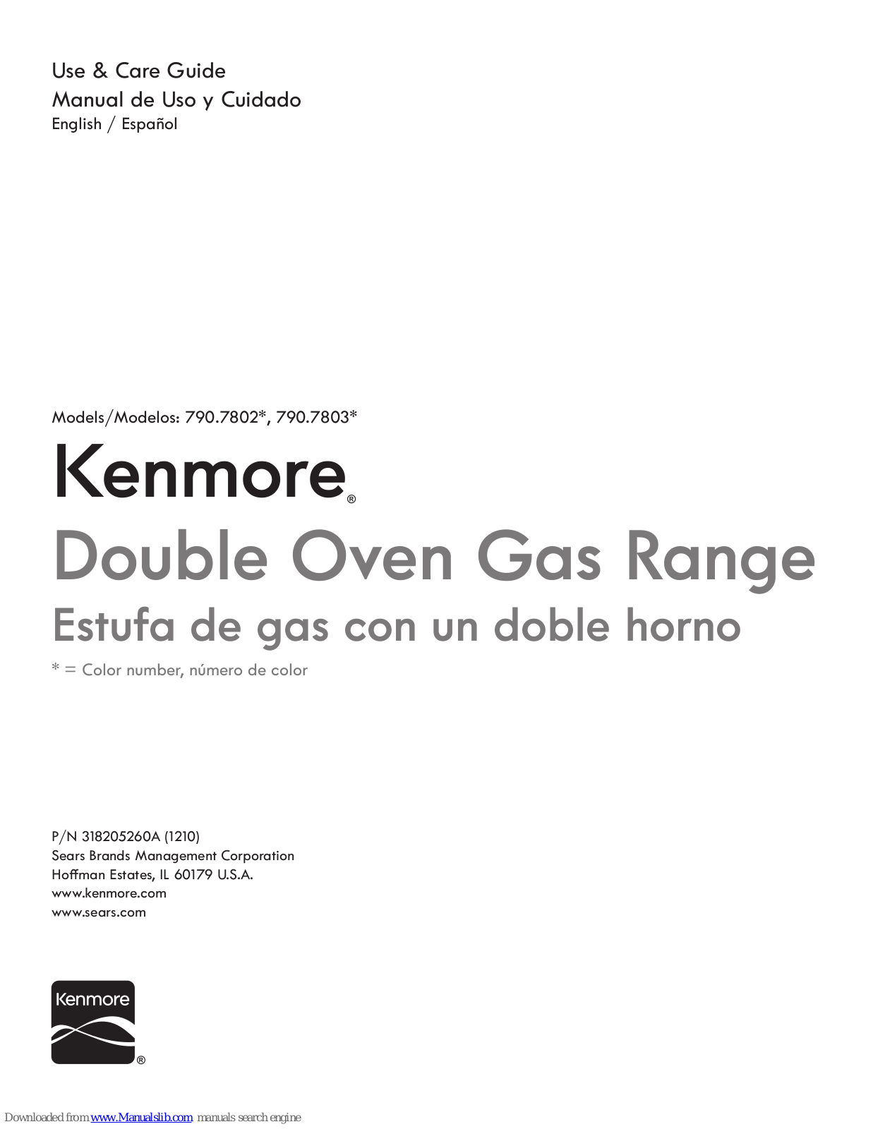 Kenmore 790.7802 Series, 790.7803 Series Use & Care Manual