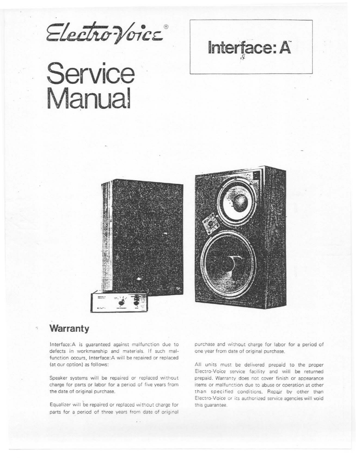 Electro-Voice Interface A Service manual