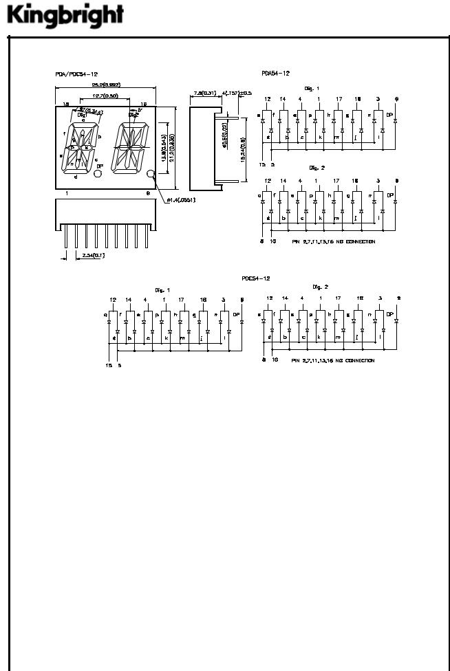 KINGBRIGHT PDA54-12SRWA, PDA54-12YWA, PDC54-11EWA, PDC54-11GWA, PDC54-11SRWA Datasheet