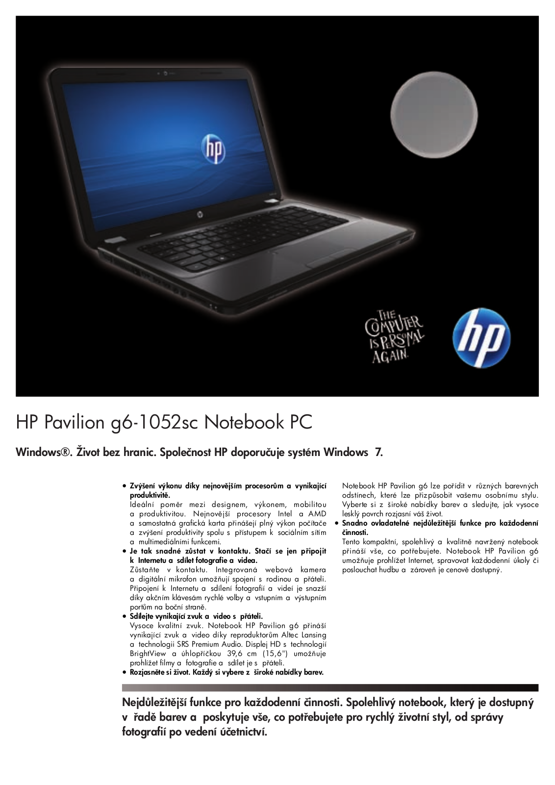 HP Pavilion g6-1052sc User Manual